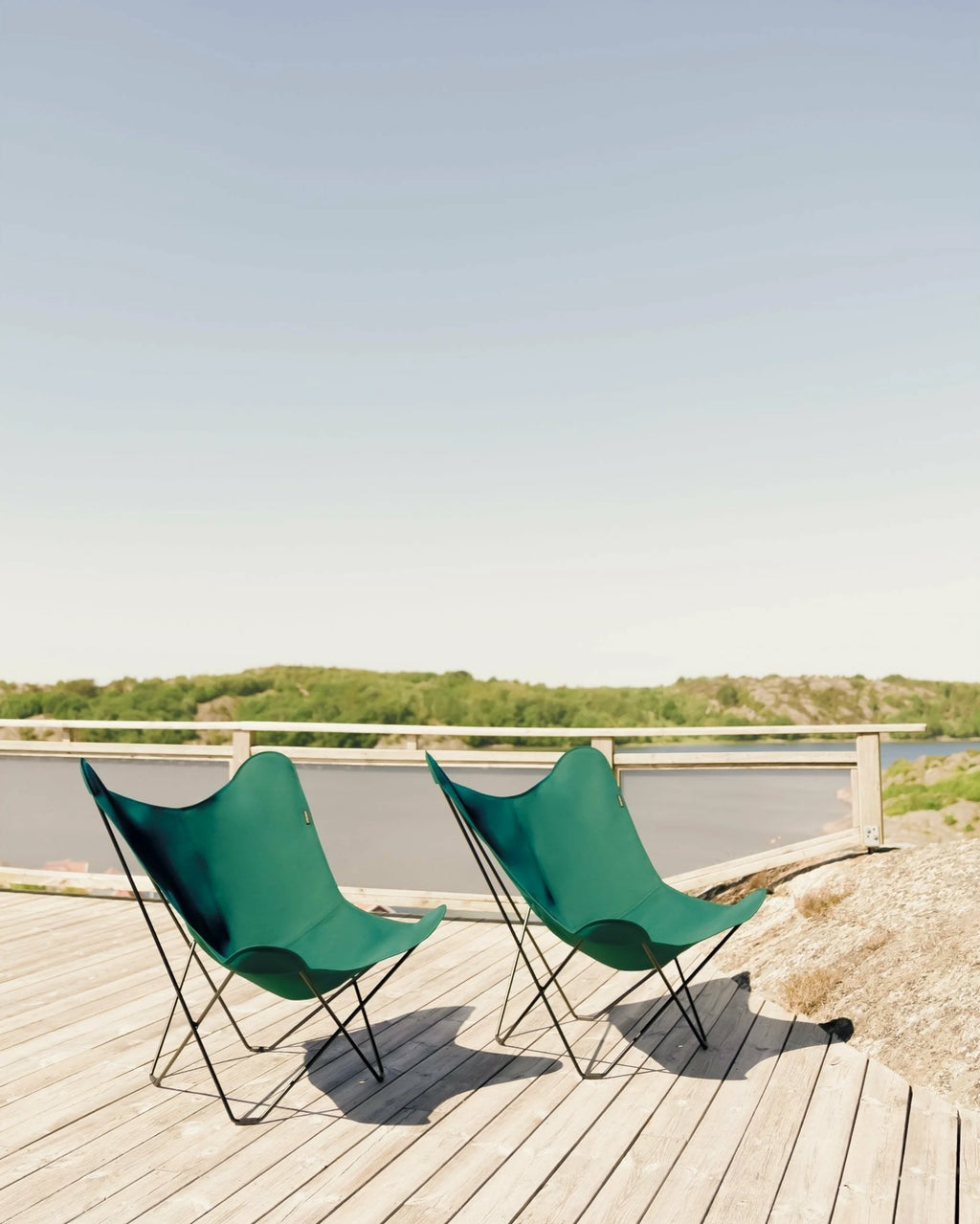 Cuero Sunshine Mariposa Butterfly Chair, Forest Green/Black Galvanized