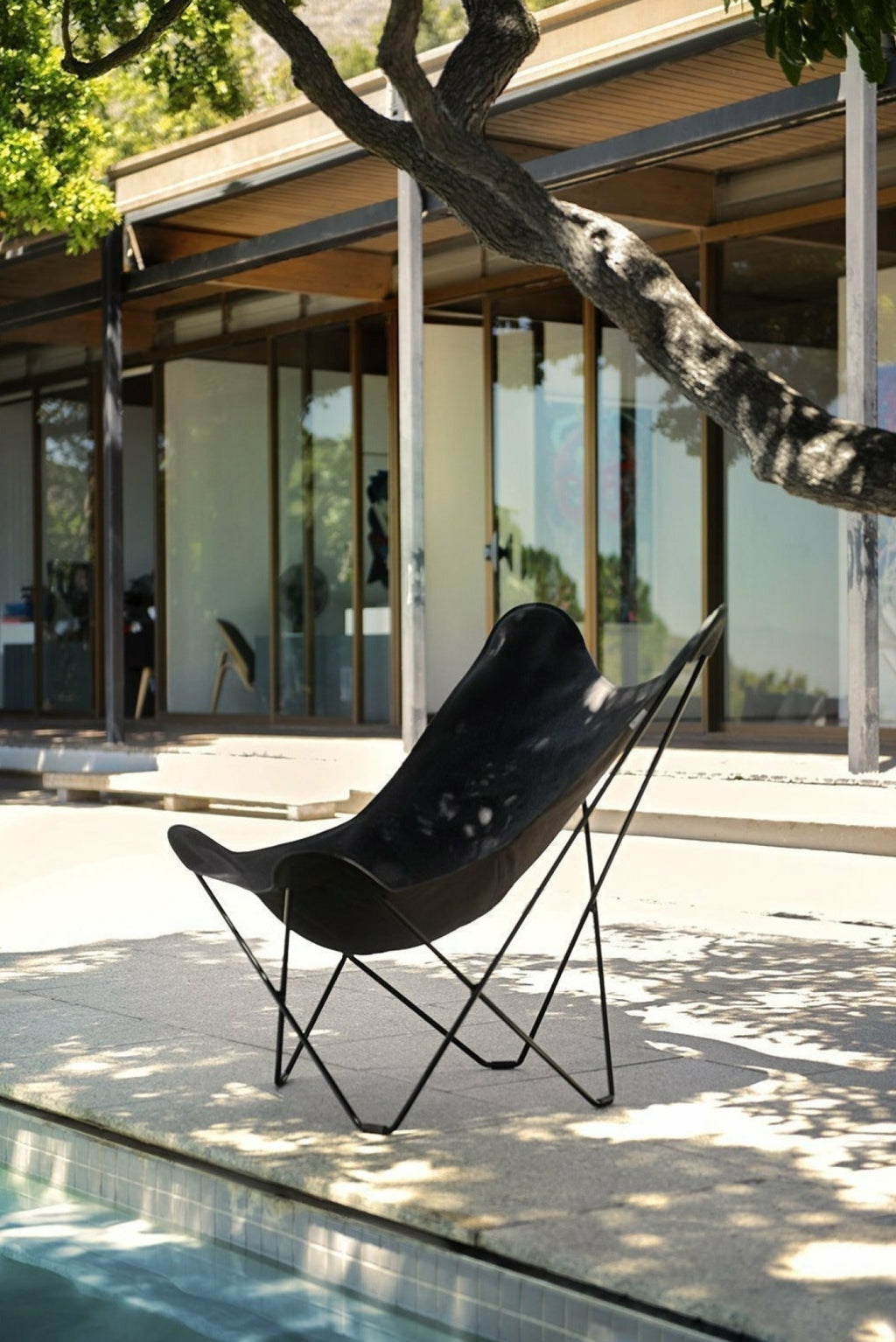 Cuero Sunshine Mariposa Butterfly Chair, Charcoal Piqué/Black Outdoor Frame