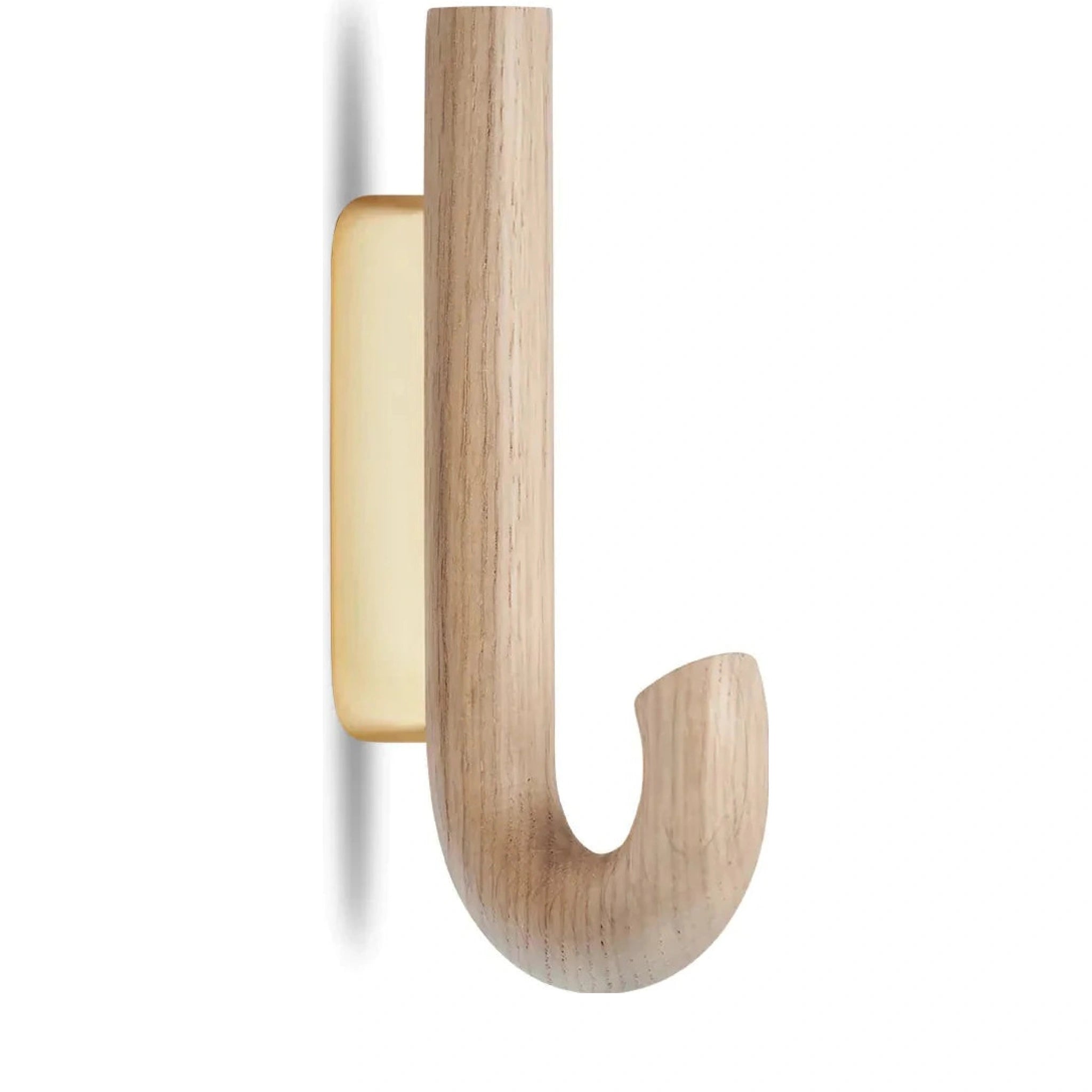Gejst Hook Mini Oak & Brass Wall Hook - Small Coat, Towel Hanger