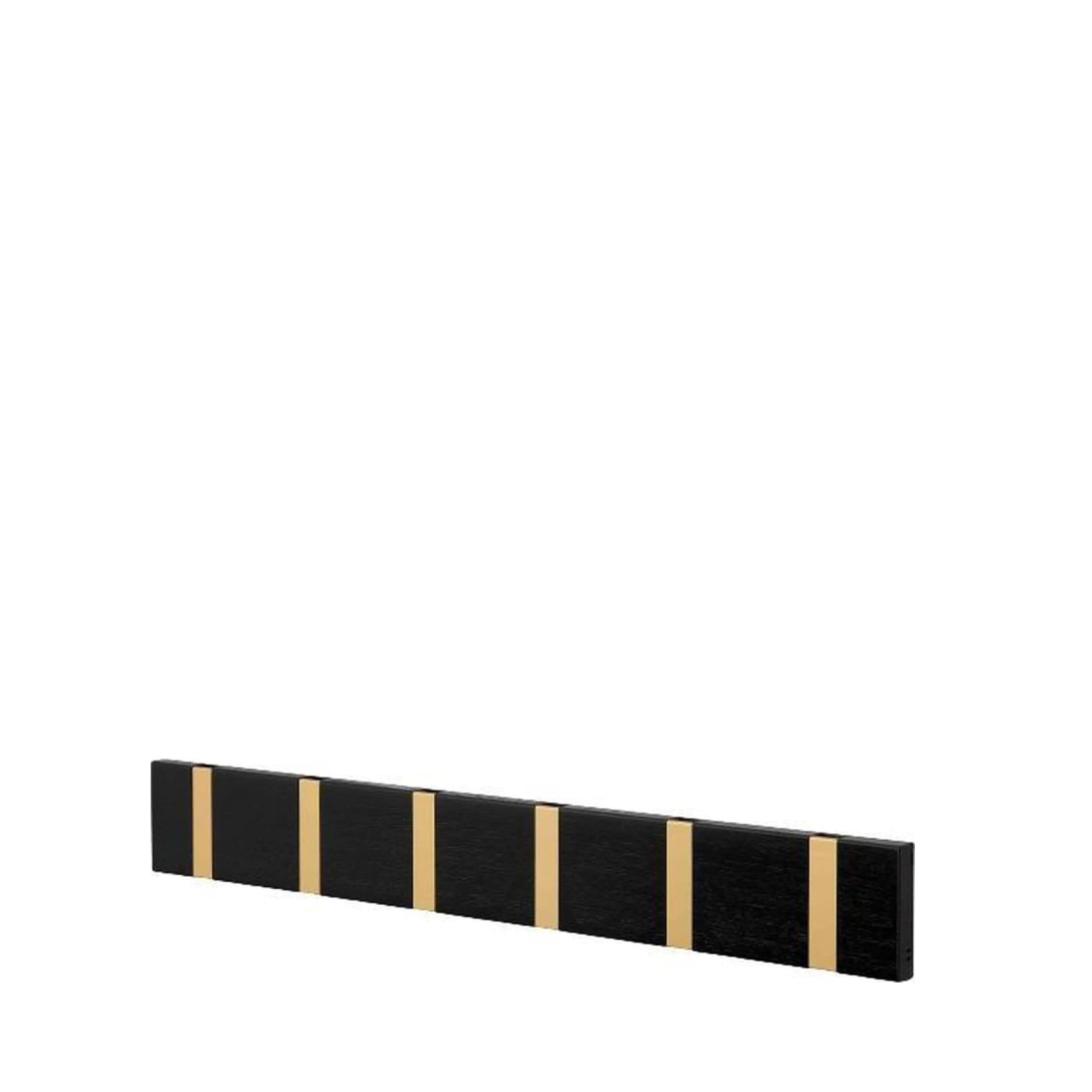 LOCA Knax Horizontal Coat Rack with 6 Hooks, Oak Black Stained & Brass