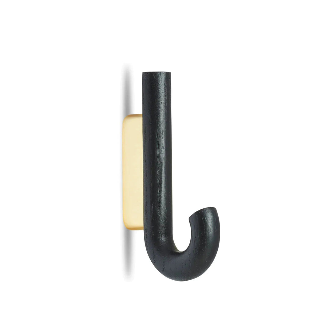 Gejst HOOK Mini Wall Hook — Black Oak with Brass | Coat & Towel Hook