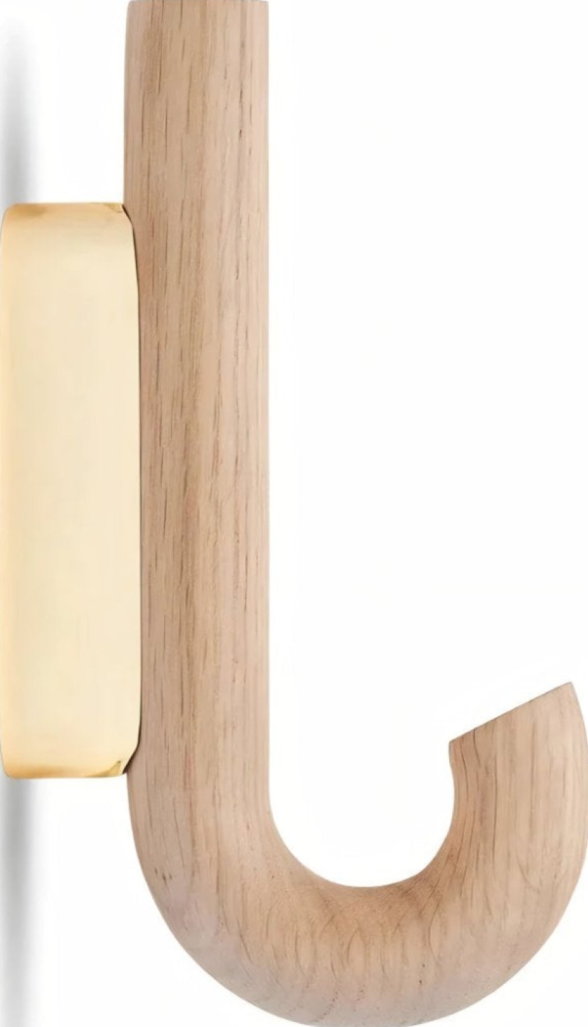 Gejst Hook Mini Oak & Brass Wall Hook - Small Coat, Towel Hanger