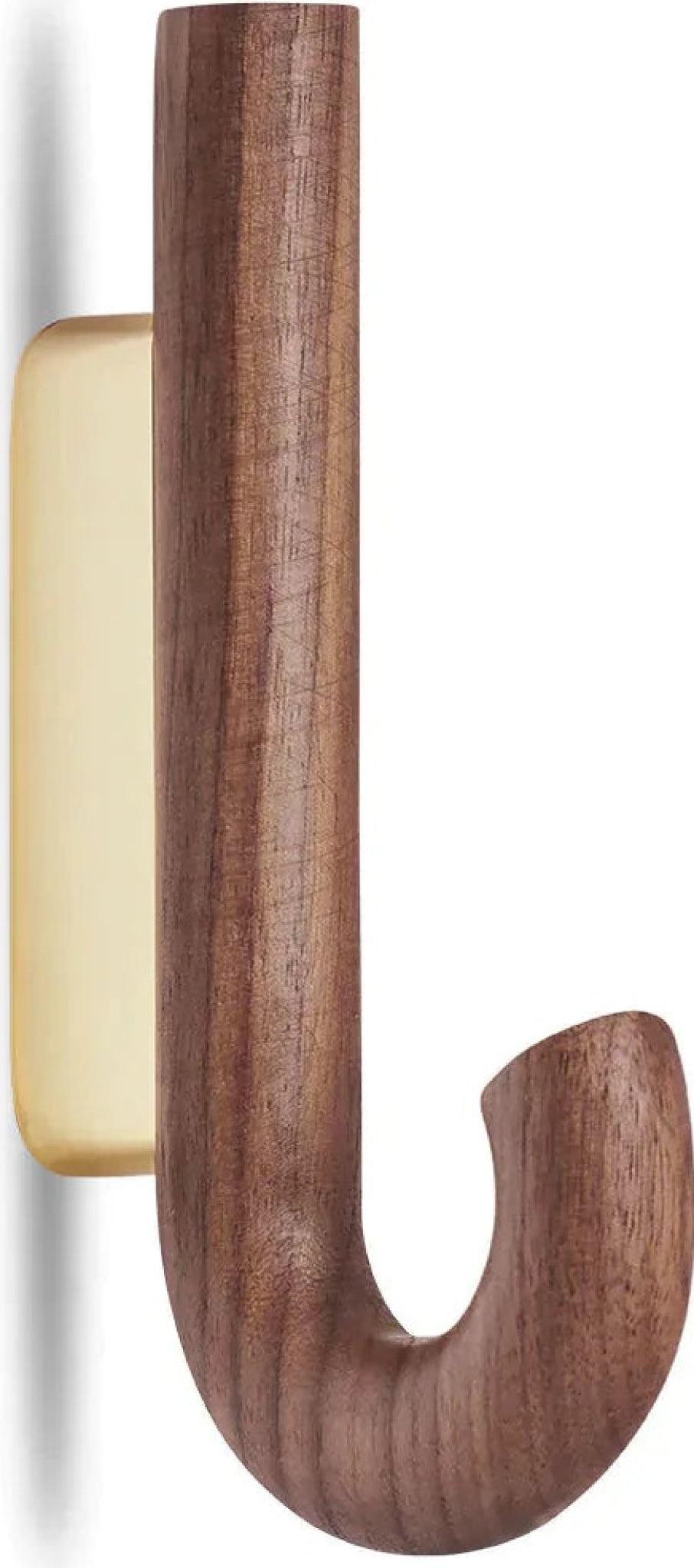 Gejst Hook Mini Walnut & Brass Wall Hook – Small Coat & Towel Hook