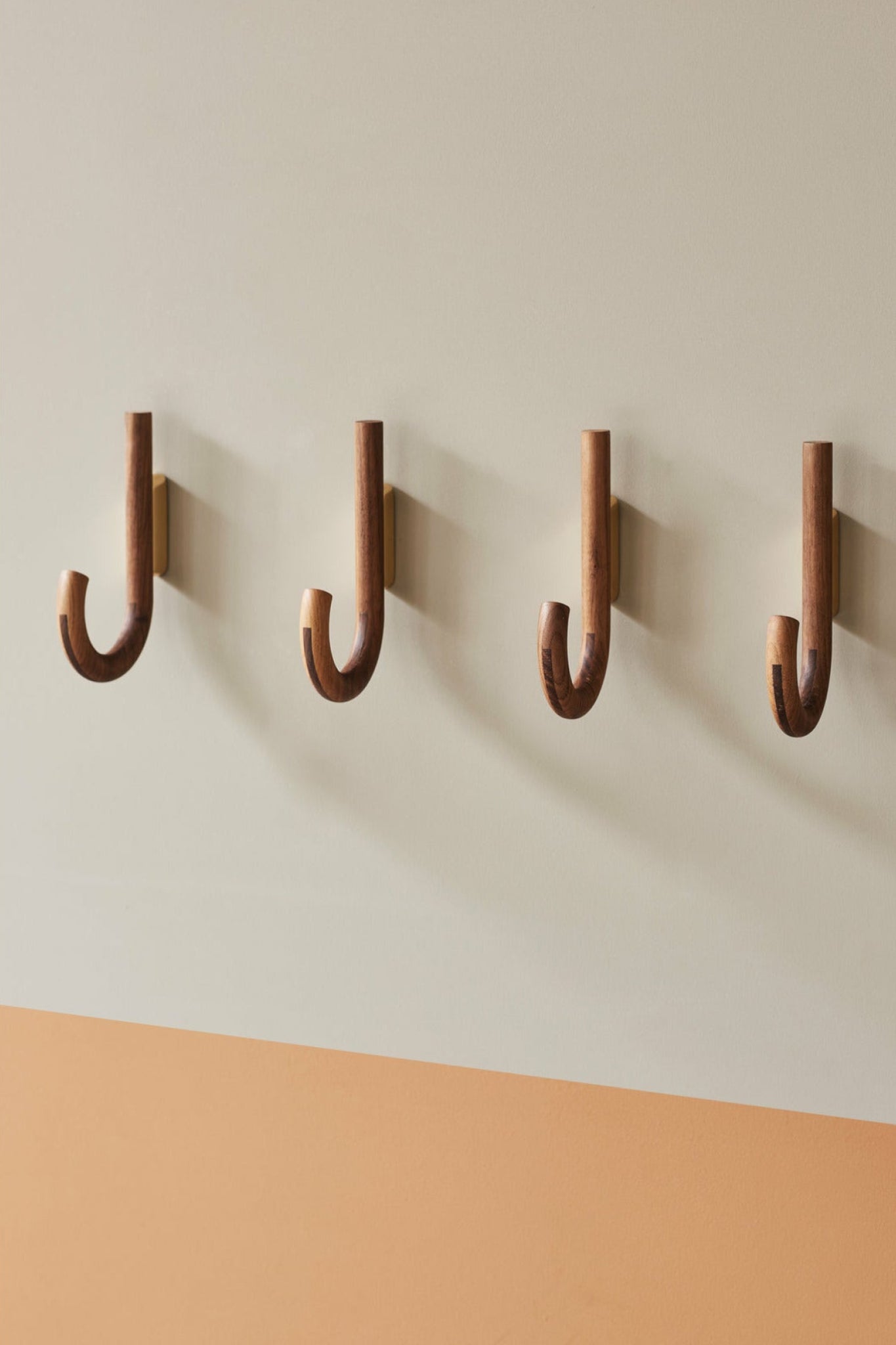 Gejst Hook Wall Hook — Walnut & Brass, 12.8×2×19 Cm For Coats & Towels