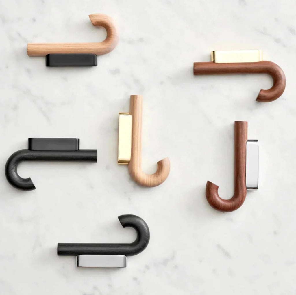 Gejst Hook Mini Wall Hook — Black Oak With Brass | Coat & Towel Hook