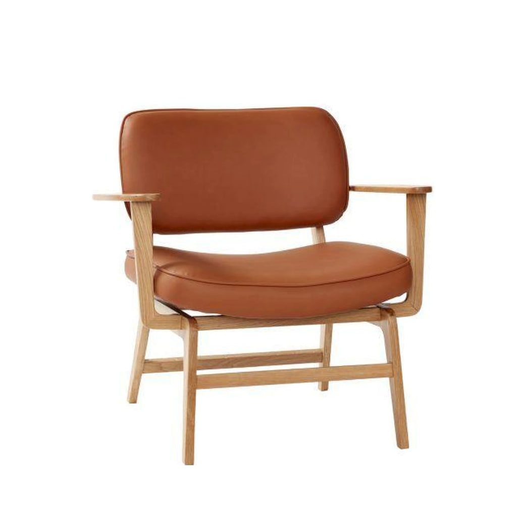 Hübsch Haze Lounge Chair in Microfiber & Oak - Natural Brown Elegance