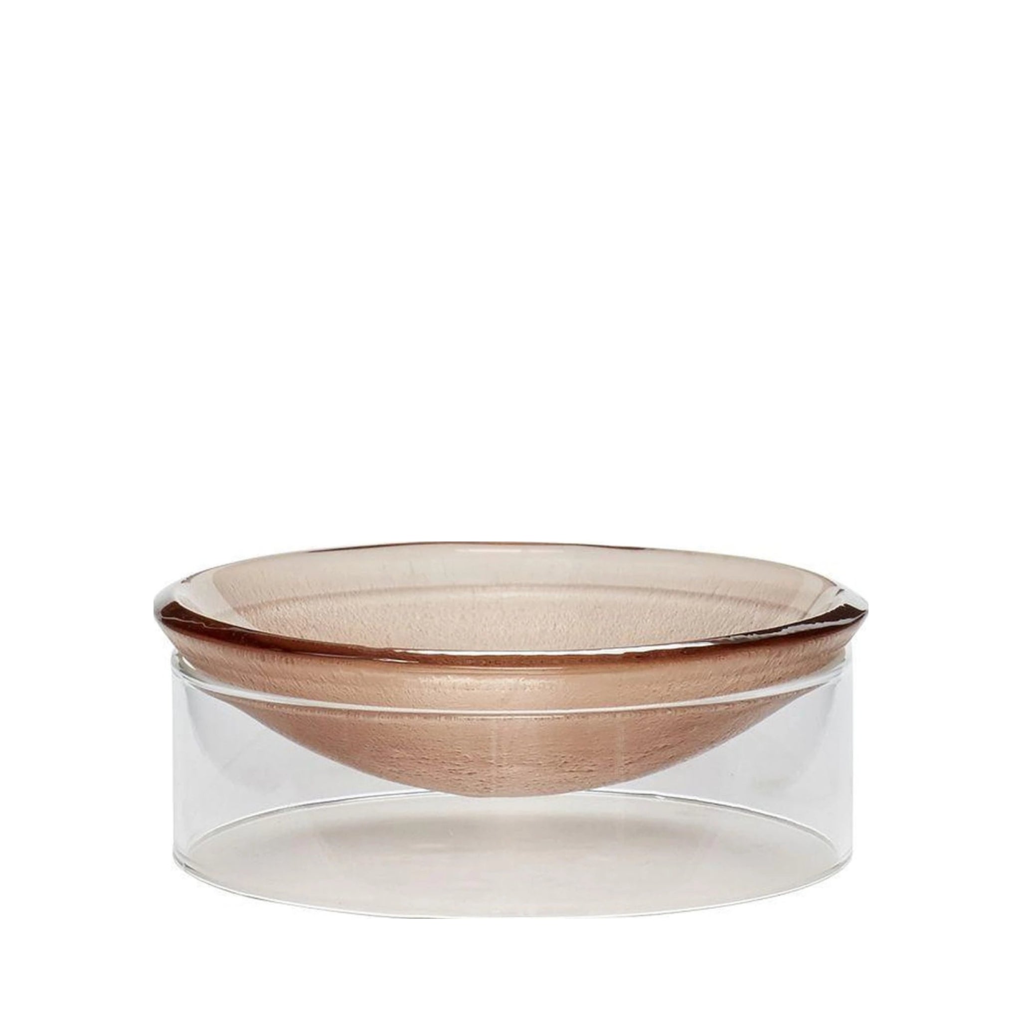 Hübsch Flow Bowl: Handmade Clear/Brown Glass Decorative Centerpiece