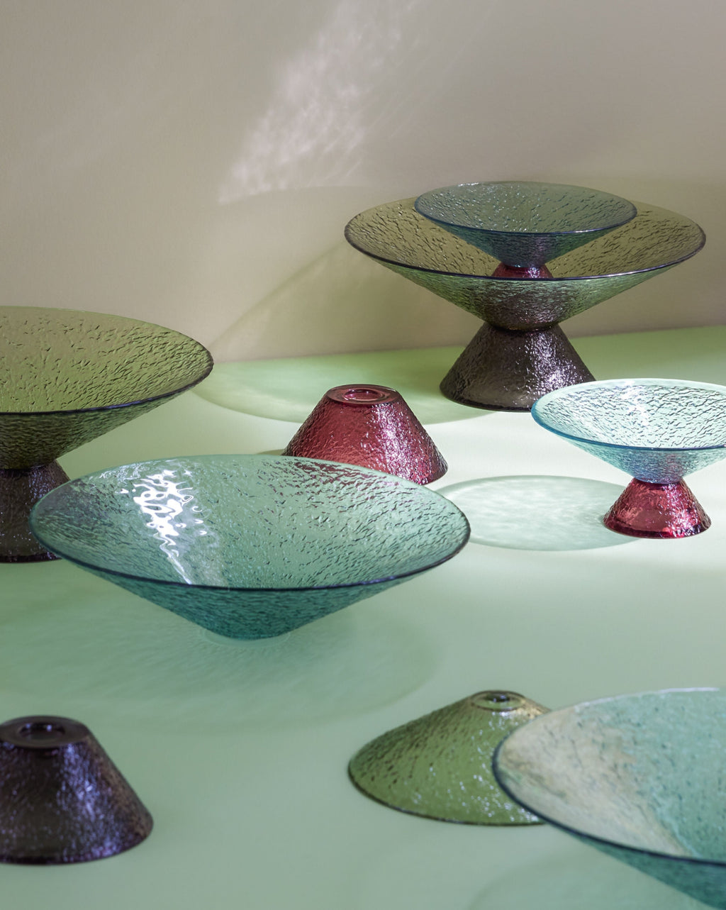 Hübsch Bonbon Large Glass Bowl in Green/Brown - Stylish Home Storage Solution