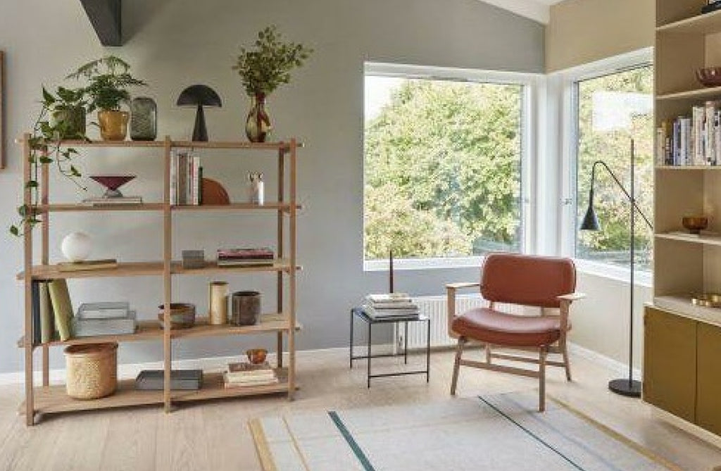 Hübsch Haze Lounge Chair in Microfiber & Oak - Natural Brown Elegance