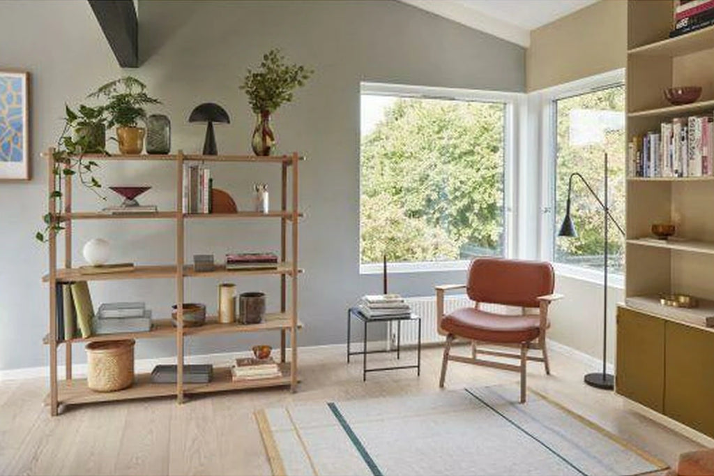 Hübsch Haze Lounge Chair in Microfiber & Oak - Natural Brown Elegance