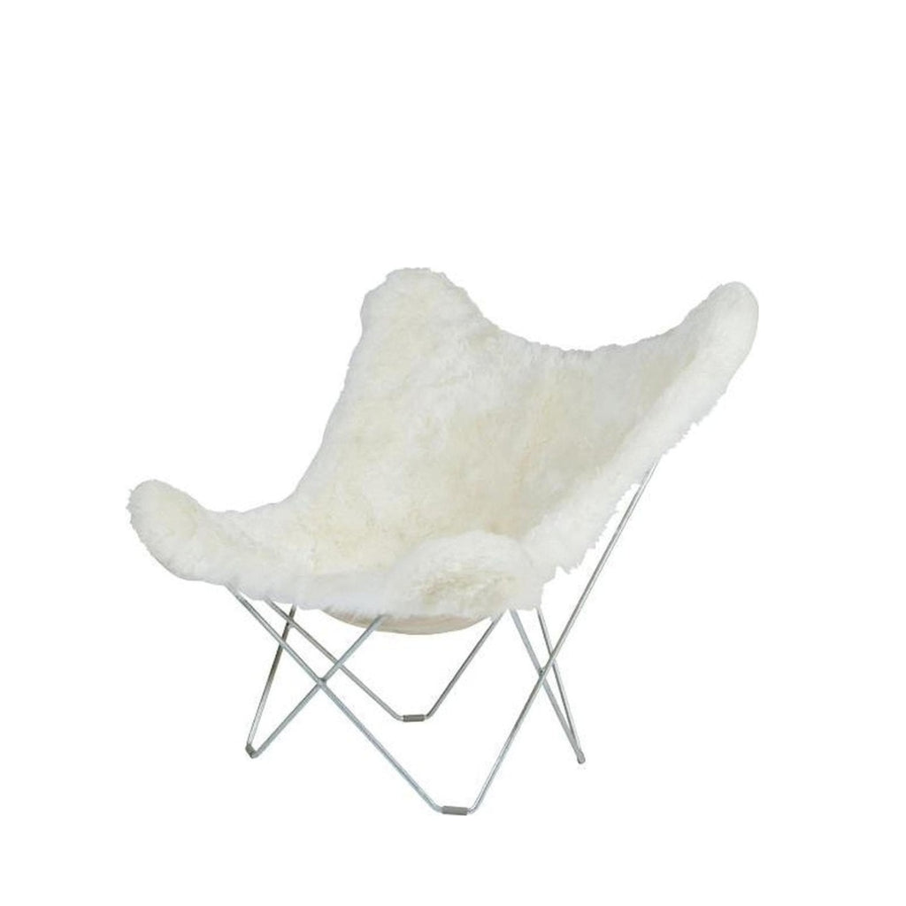 Cuero Iceland Mariposa Butterfly Chair, Shorn White/Chrome