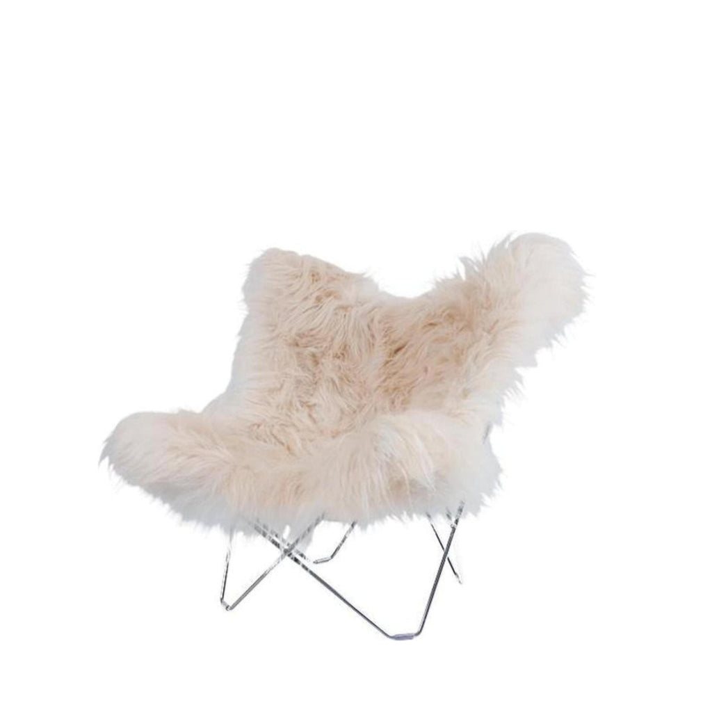 Cuero Iceland Mariposa Butterfly Chair, Wild White/Chrome