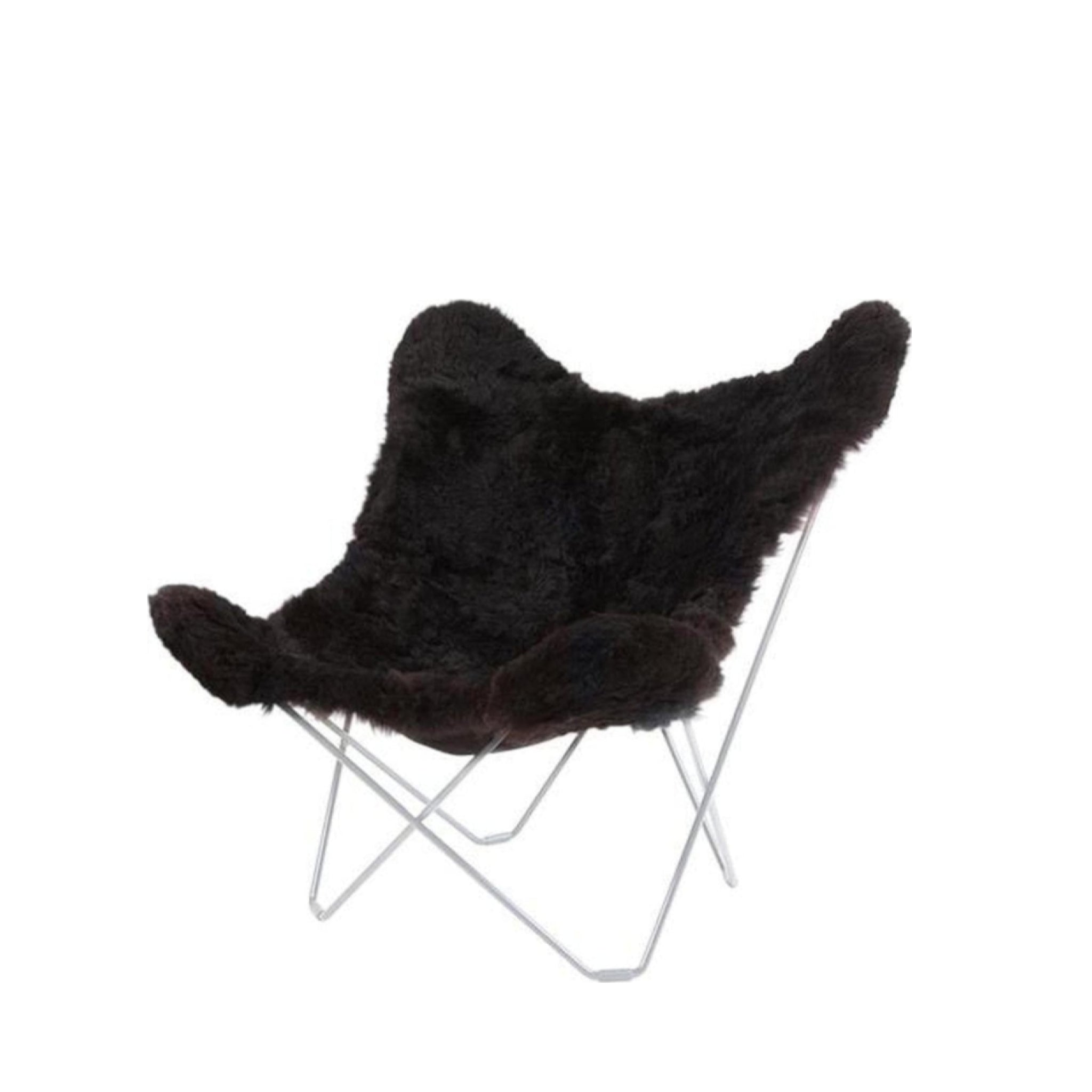 Cuero Iceland Mariposa Butterfly Chair, Shorn Black/Chrome