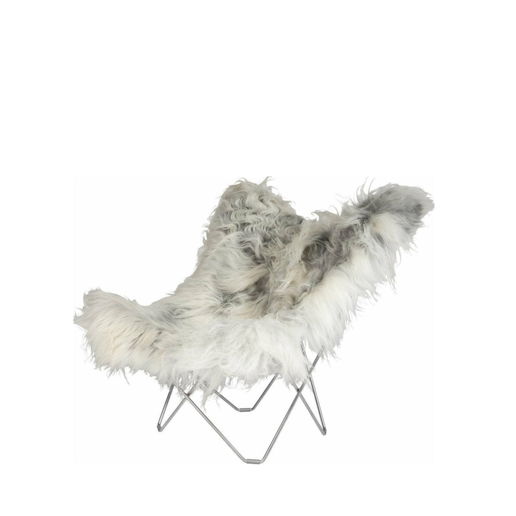 Cuero Iceland Mariposa Butterfly Chair, Wild Grey/Chrome