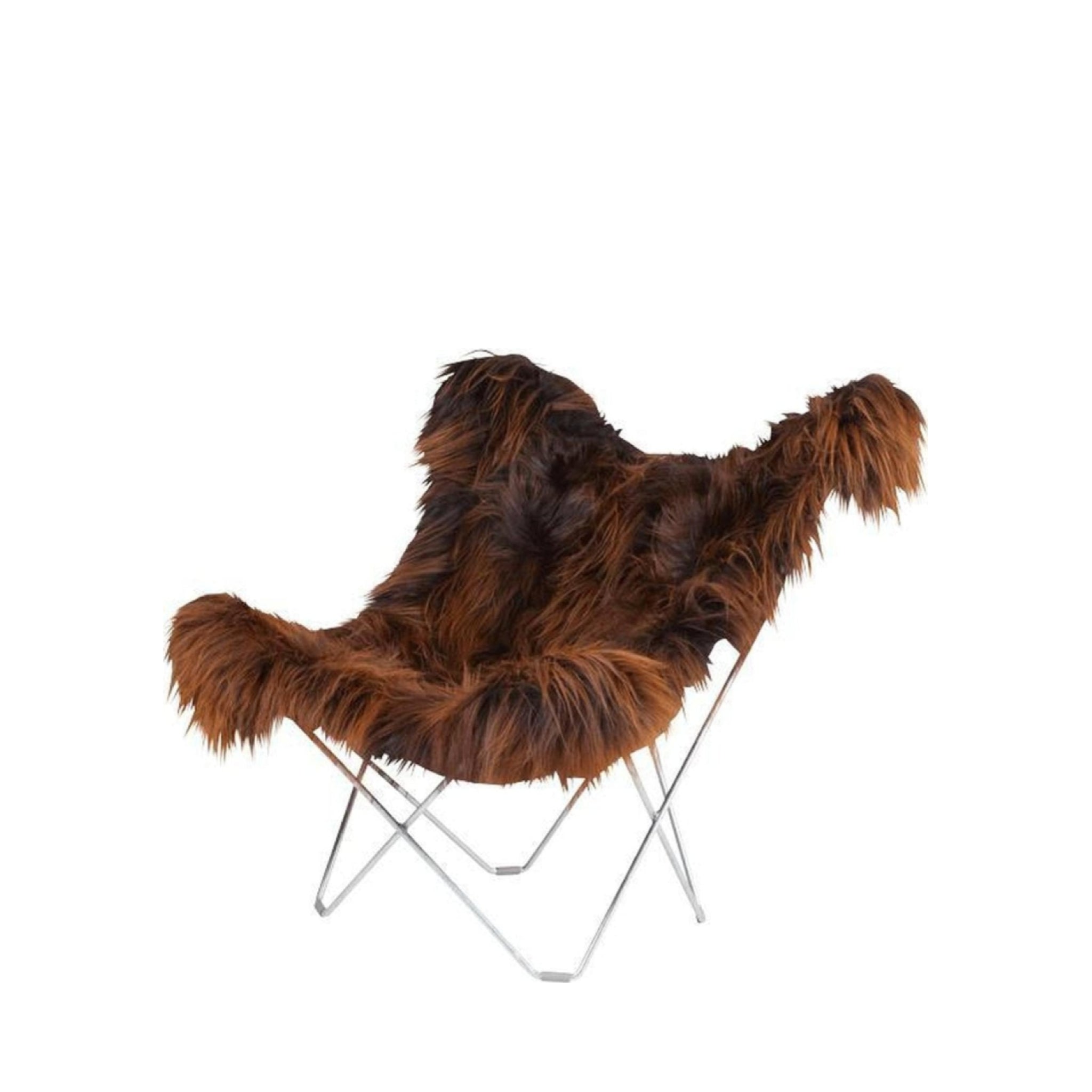 Cuero Iceland Mariposa Butterfly Chair, Brown/Chrome