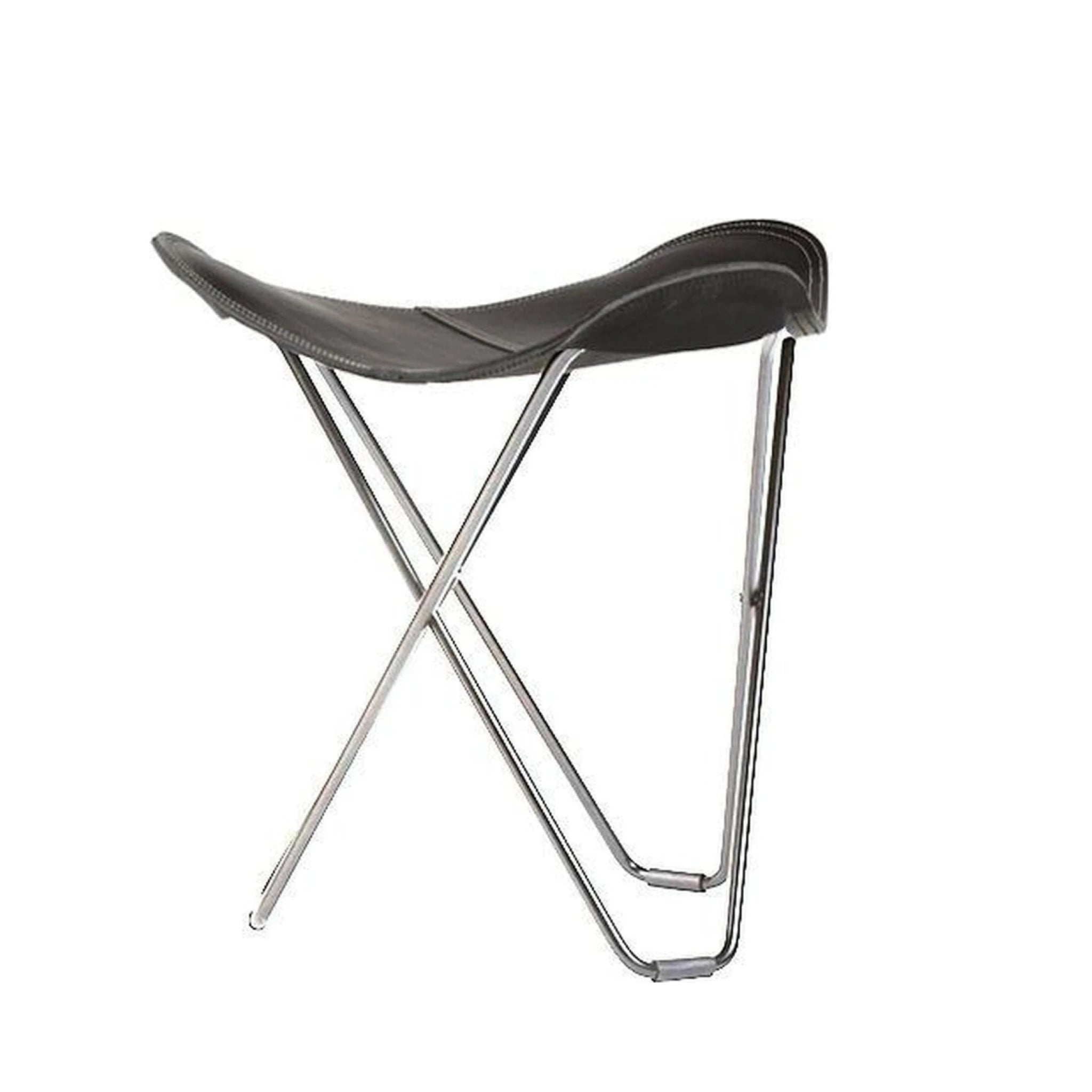 Cuero Pampa Flying Goose Stool, Black/Chrome
