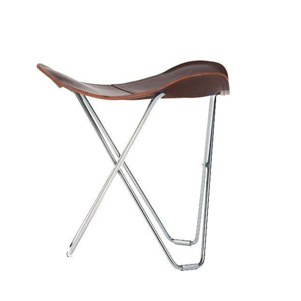 Cuero Pampa Flying Goose Stool, Chocolate/Chrome
