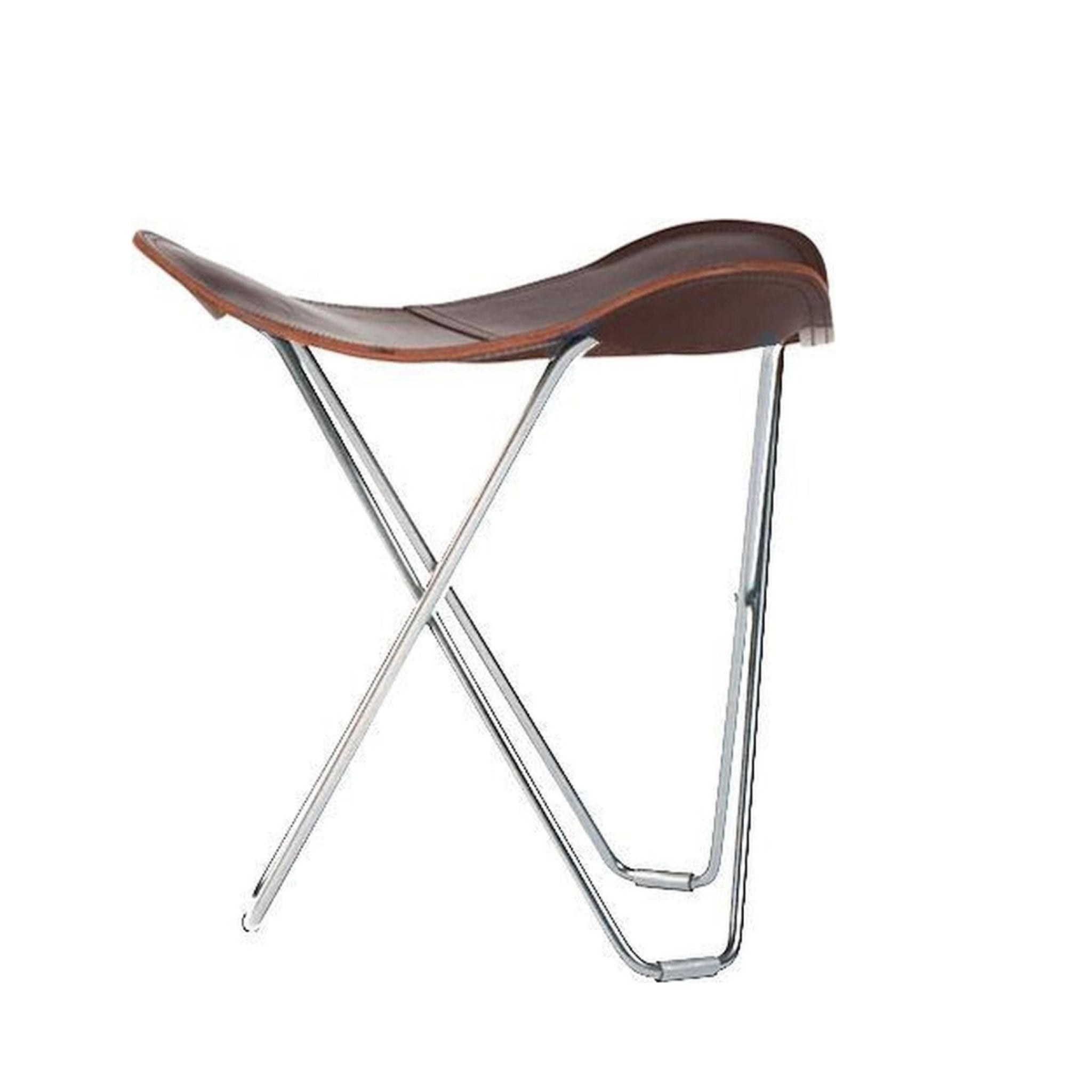 Cuero Pampa Flying Goose Stool, Chocolate/Chrome