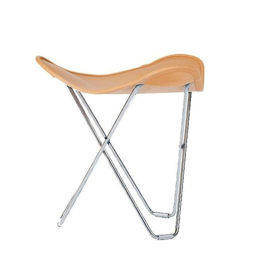 Cuero Pampa Flying Goose Stool, Crude Nature/Chrome