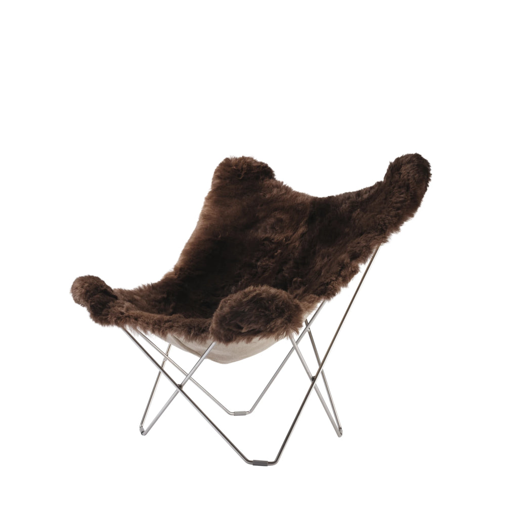 Cuero Iceland Mariposa Butterfly Chair, Wild Brown/Chrome