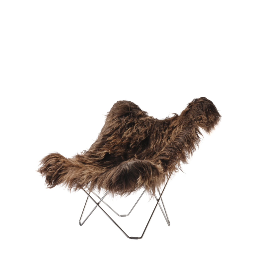 Cuero Iceland Mariposa Butterfly Chair, Wild Brown/Chrome