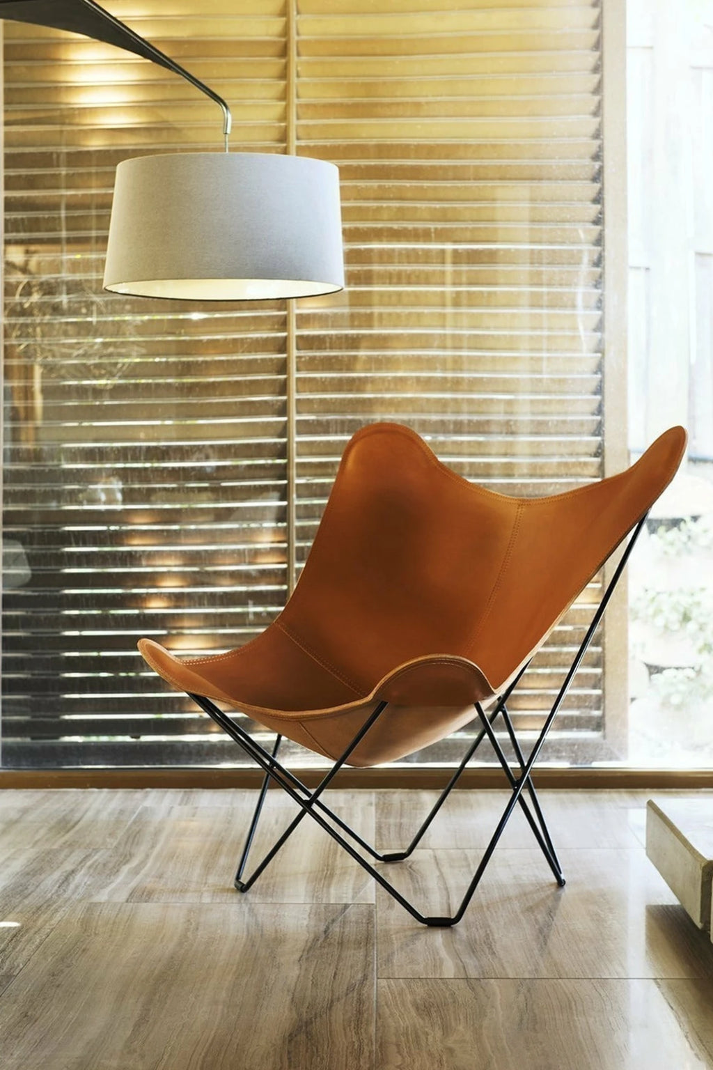 Cuero Pampa Mariposa Butterfly Chair, Polo/Chrome