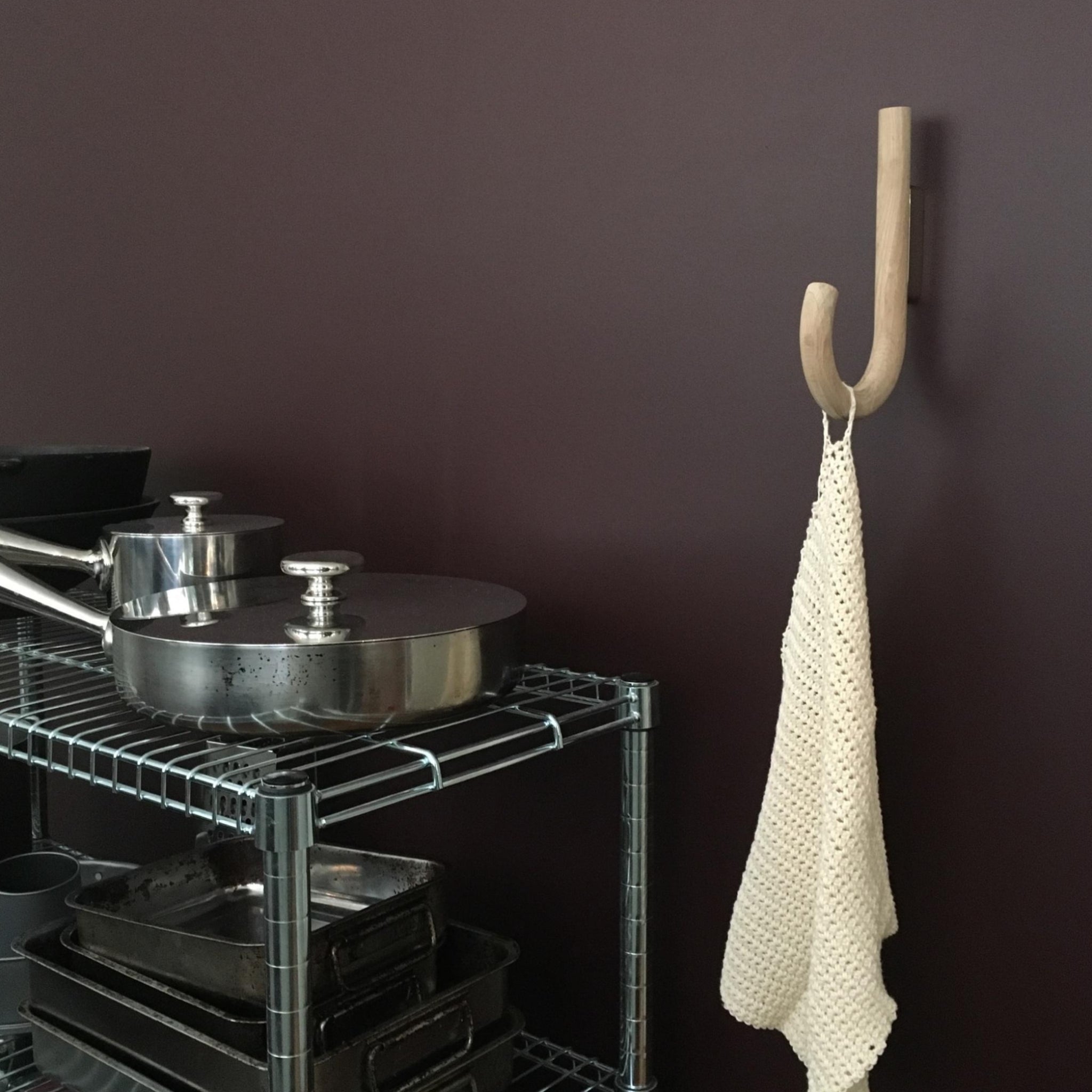 Gejst HOOK Wall Hook - Black Oak & Chrome 1.9 cm for Coats, Towels & Bags