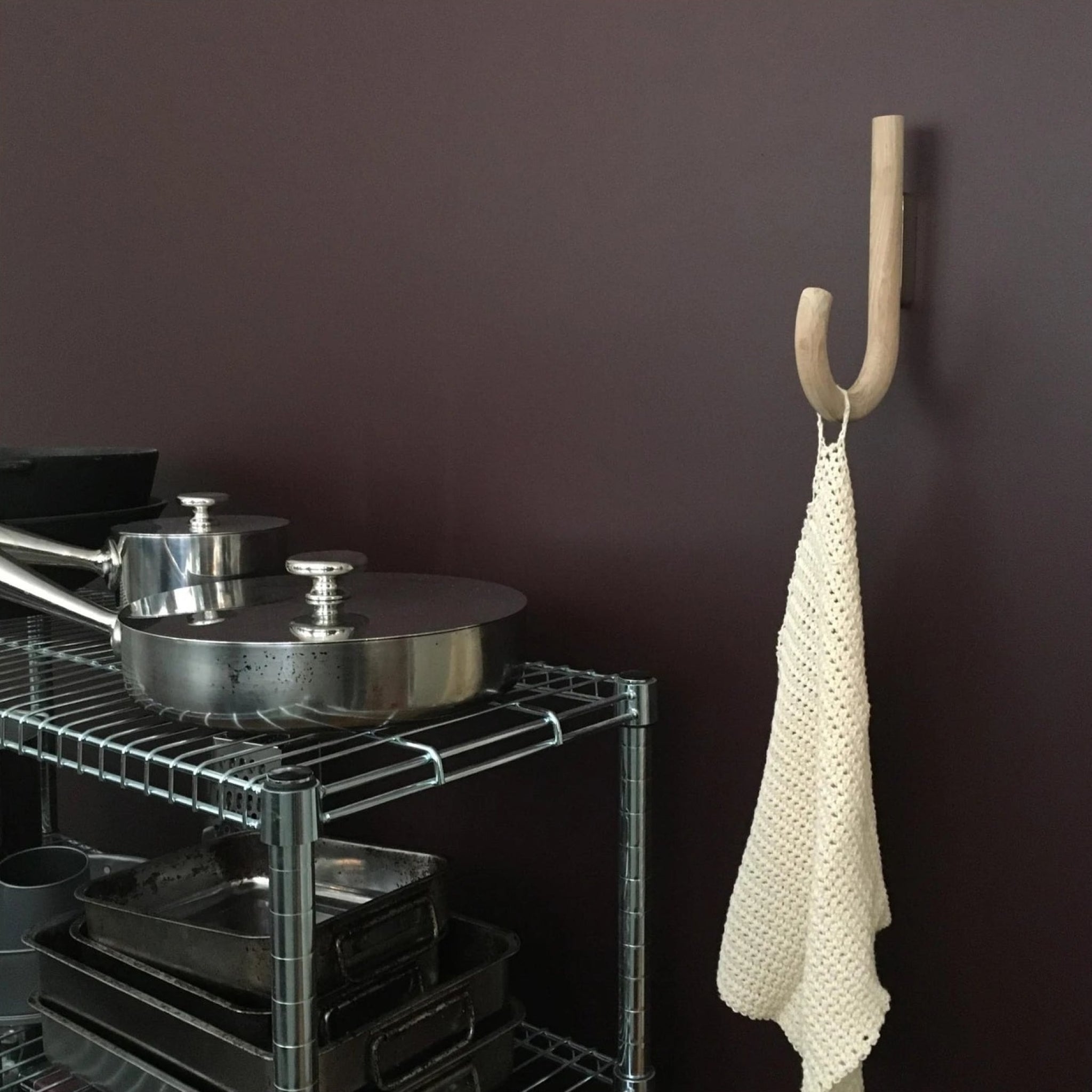 Gejst Hook Wall Hook - Black Oak & Chrome 1.9 Cm For Coats, Towels & Bags