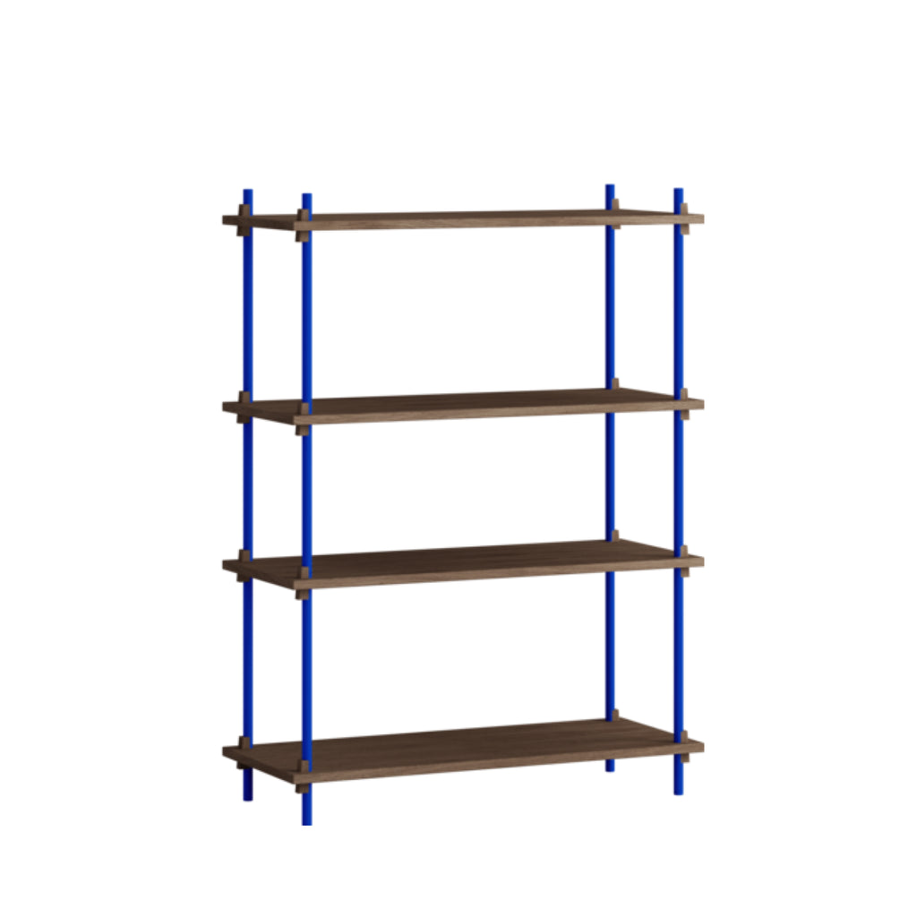 Customizable Moebe Shelving System in Smoked Oak & Deep Blue - 115cm High