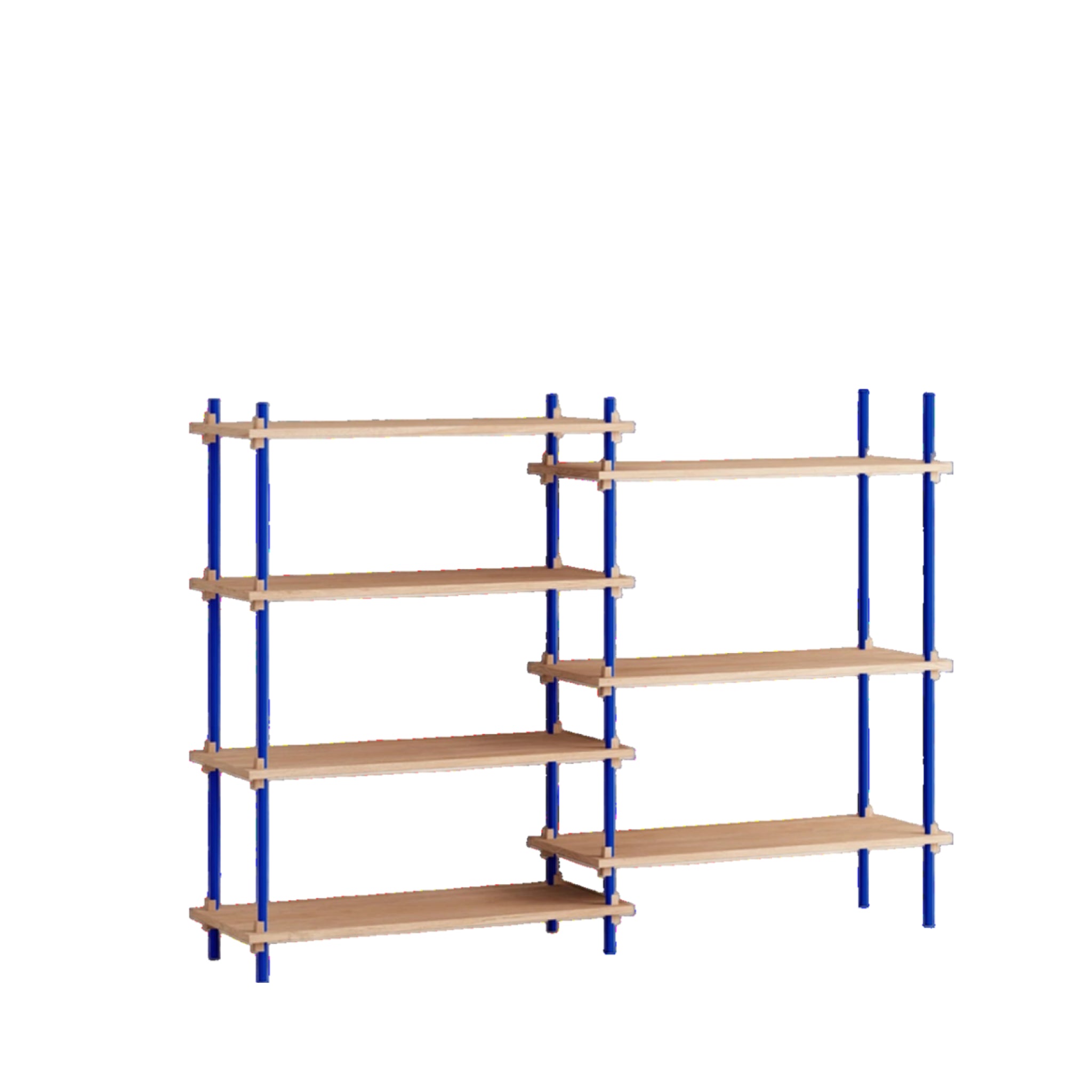 Customizable Moebe Shelving System in Oak & Deep Blue - Versatile Design
