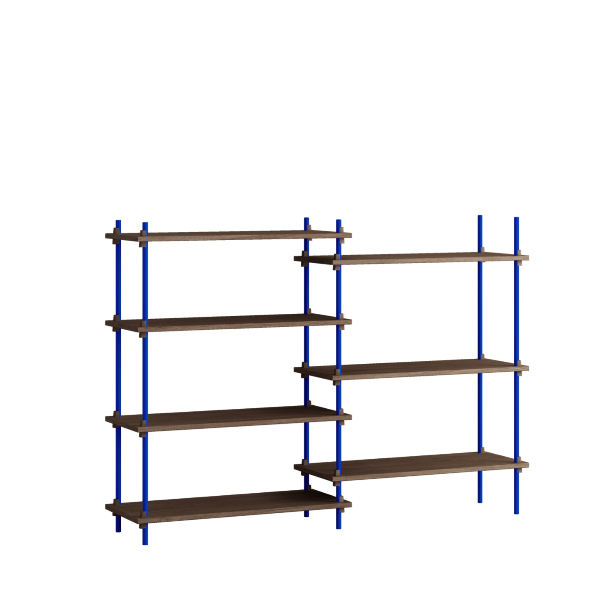Customizable Moebe Shelving System in Smoked Oak & Deep Blue - 115cm High