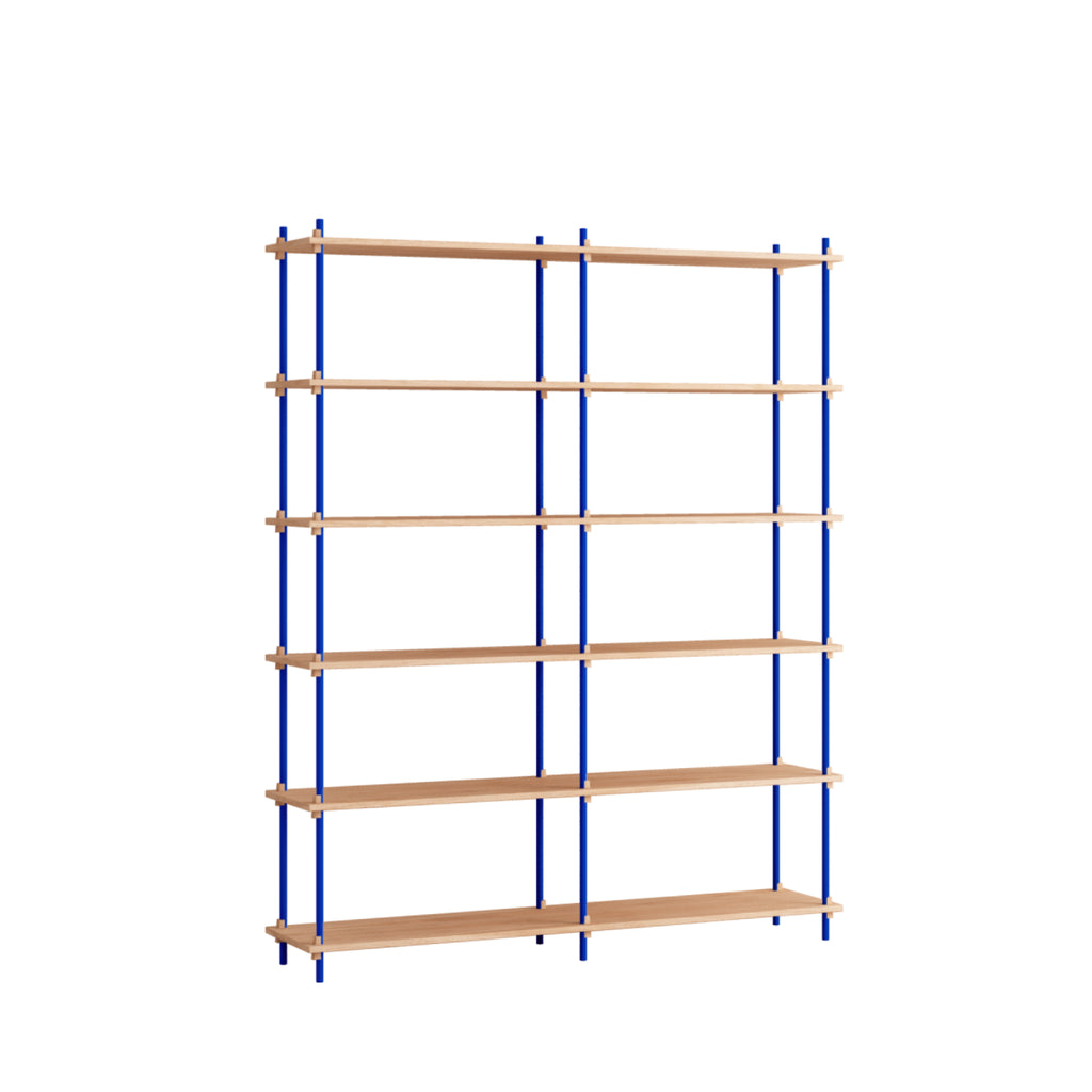 Customizable Moebe Shelving System in Oak & Deep Blue - Versatile Design
