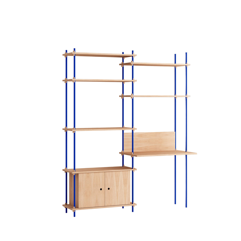 Customizable Moebe Shelving System in Oak & Deep Blue - 200cm Height