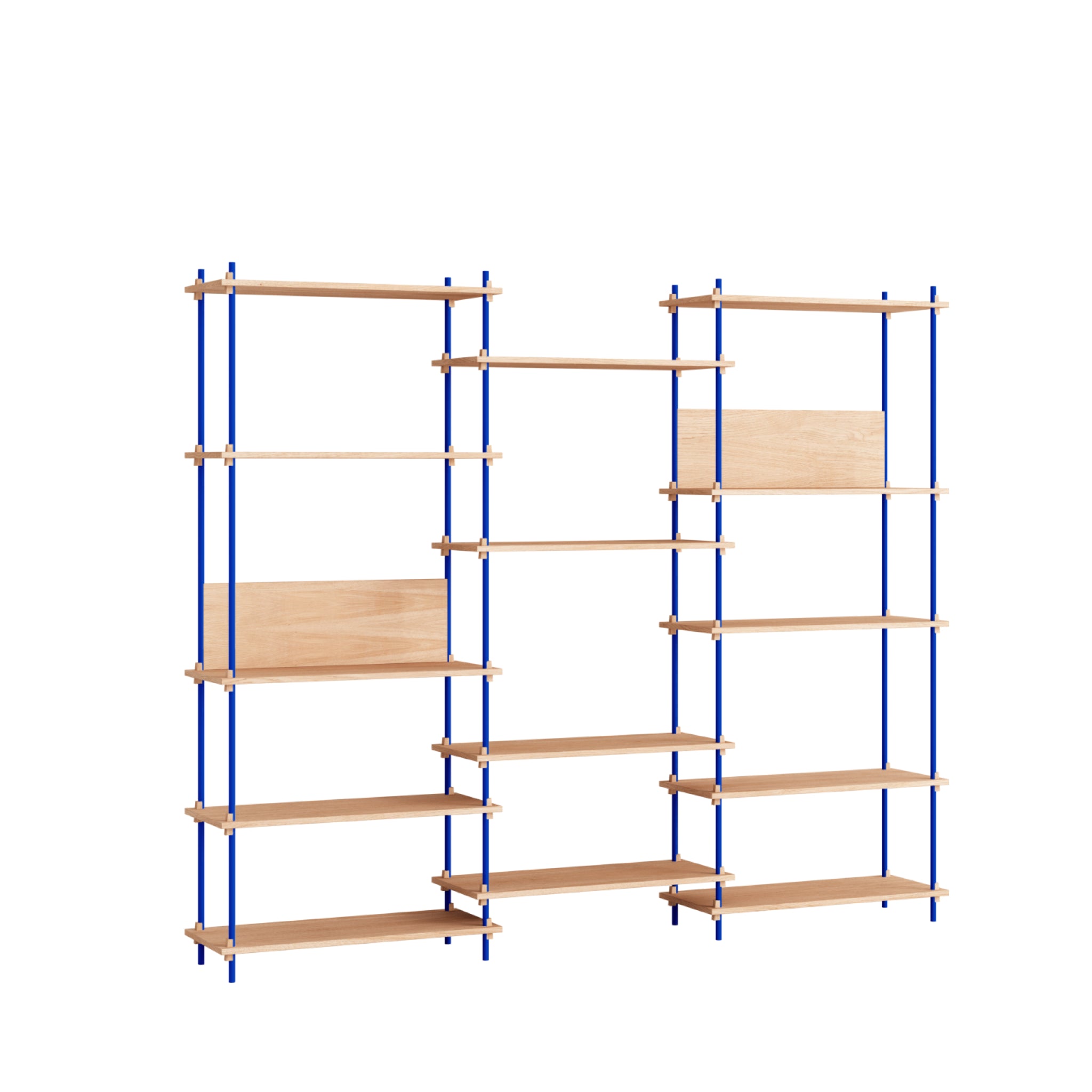 Customizable Moebe Shelving System in Oak & Deep Blue - 240x200 cm