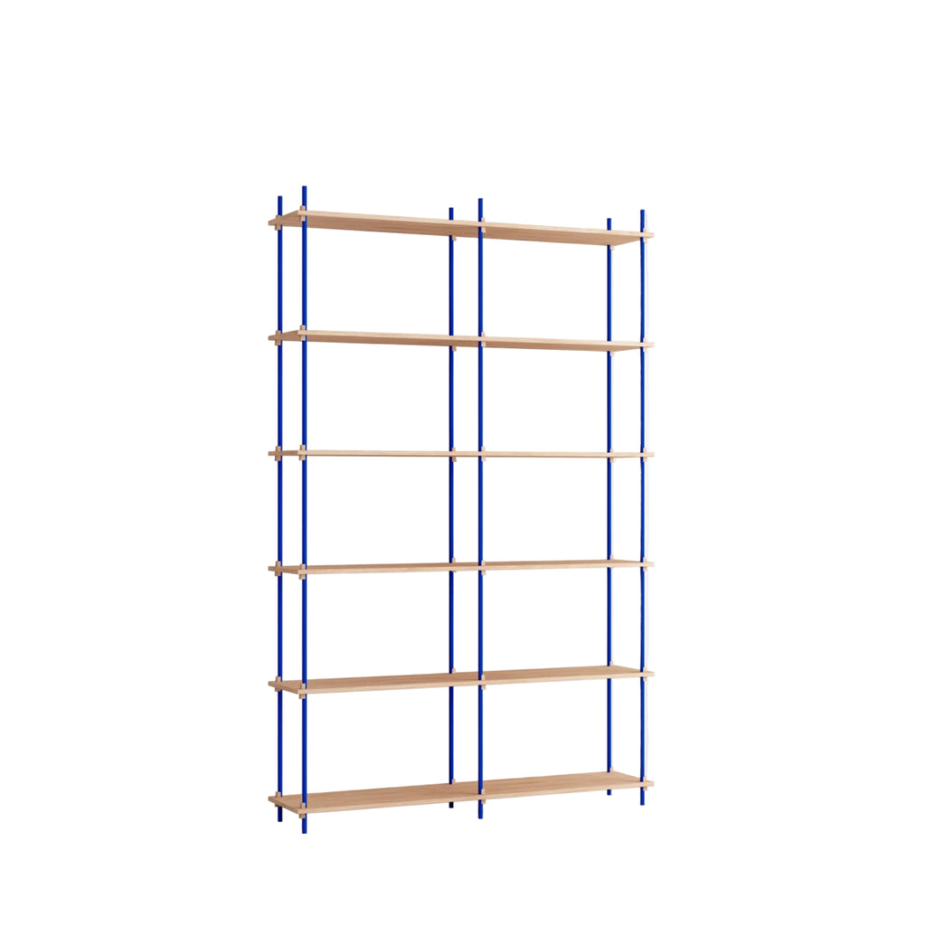 Customizable Moebe Shelving System in Oak & Deep Blue - Versatile Design
