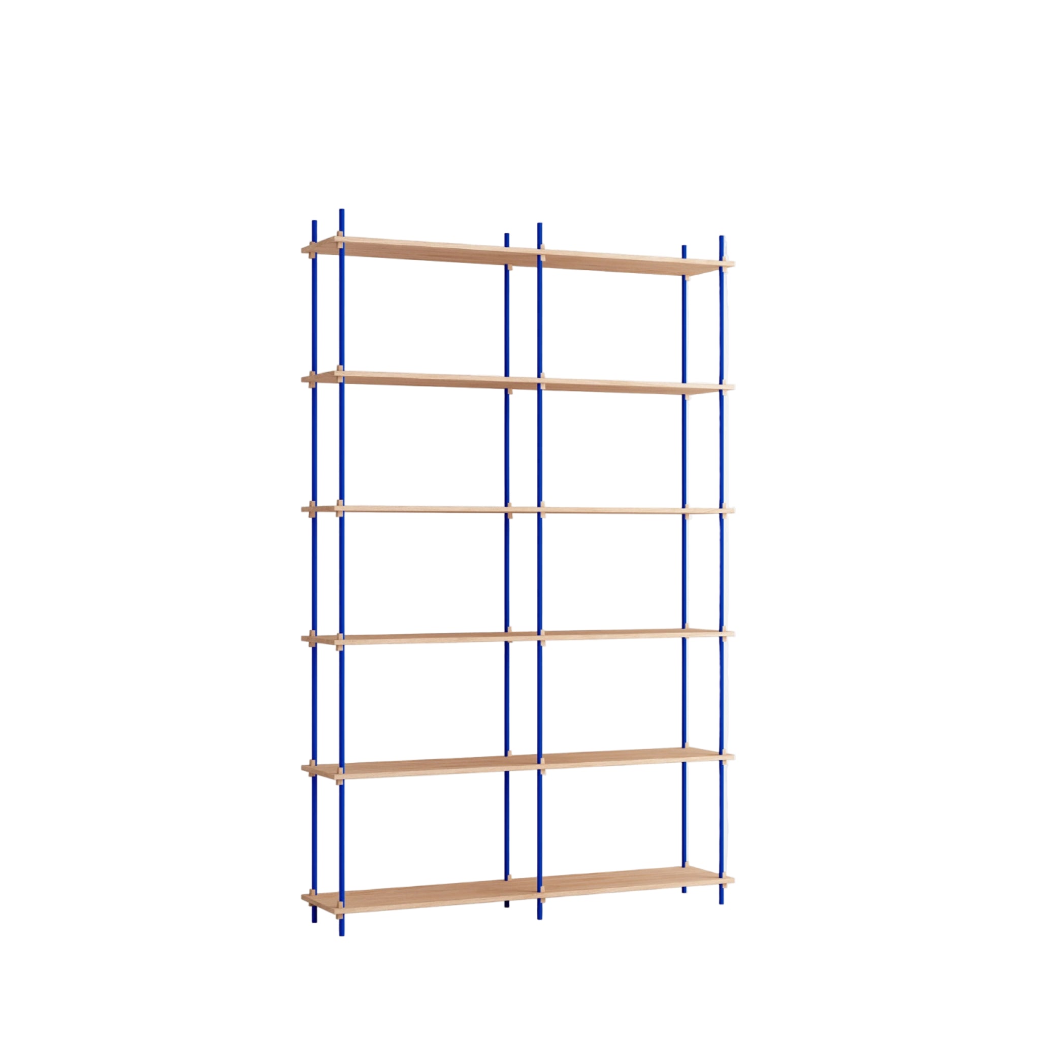 Customizable Moebe Shelving System in Oak & Deep Blue - Versatile Design