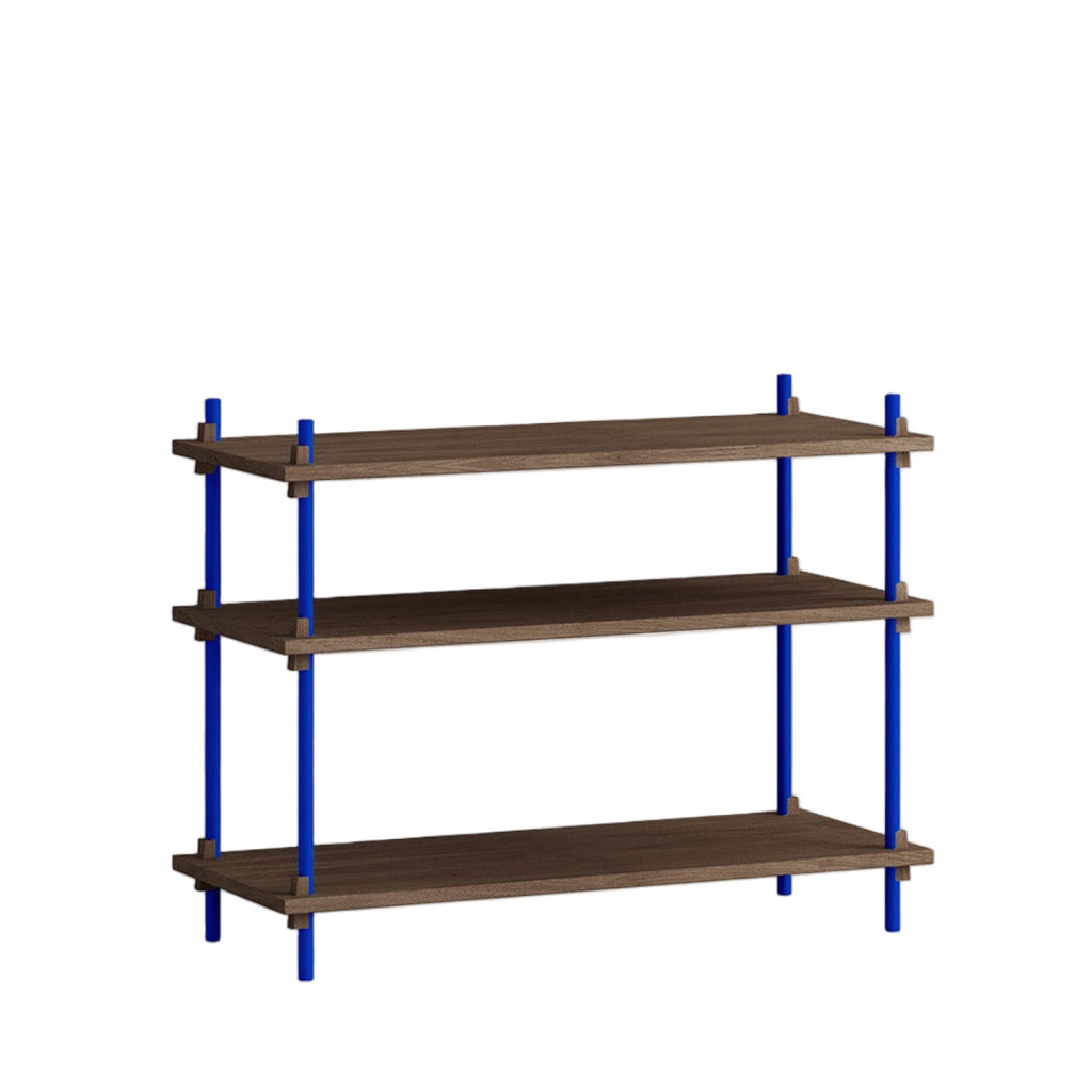 Customizable Moebe Shelving System in Smoked Oak & Deep Blue - 65cm High