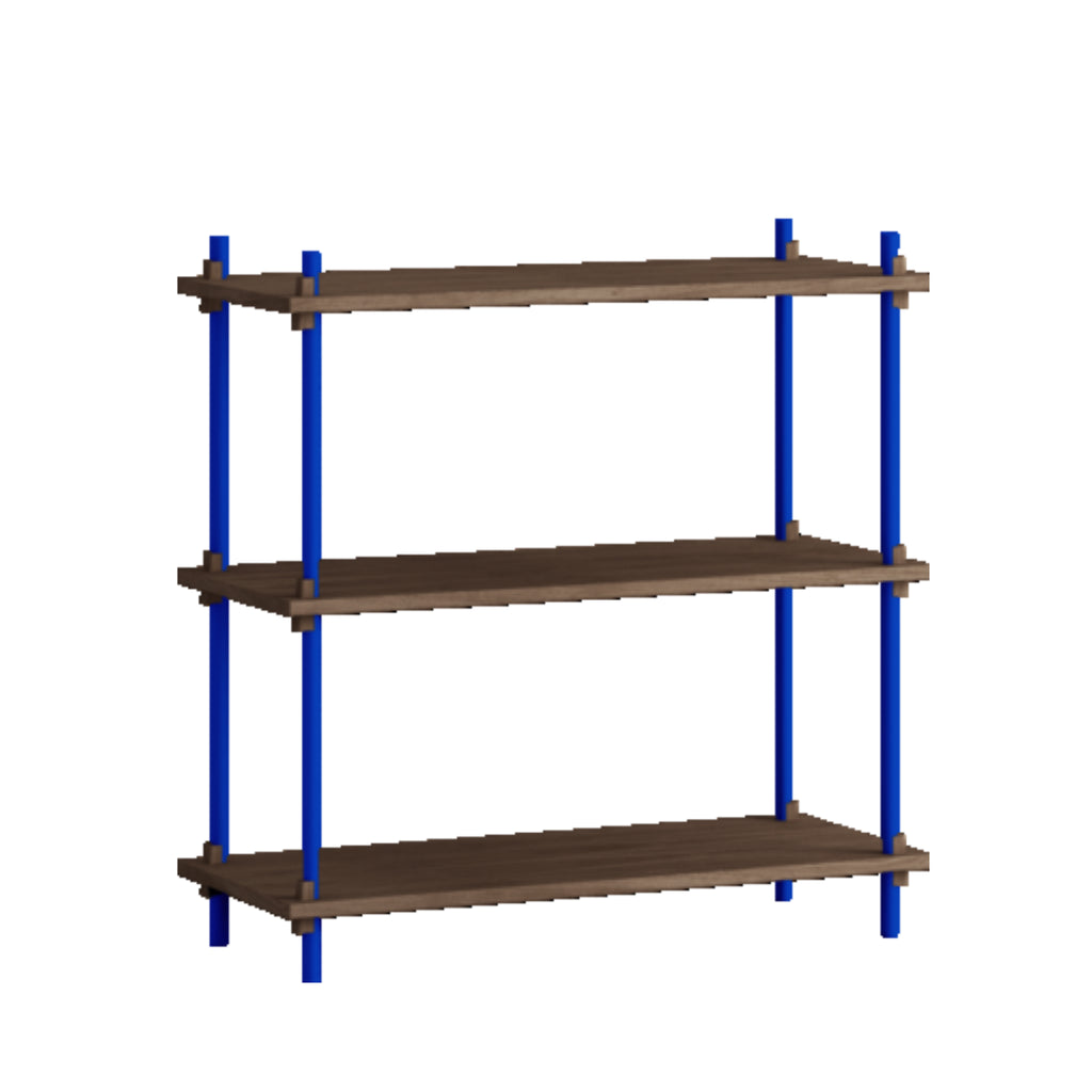 Customizable Moebe Shelving System in Smoked Oak & Deep Blue - 85cm High