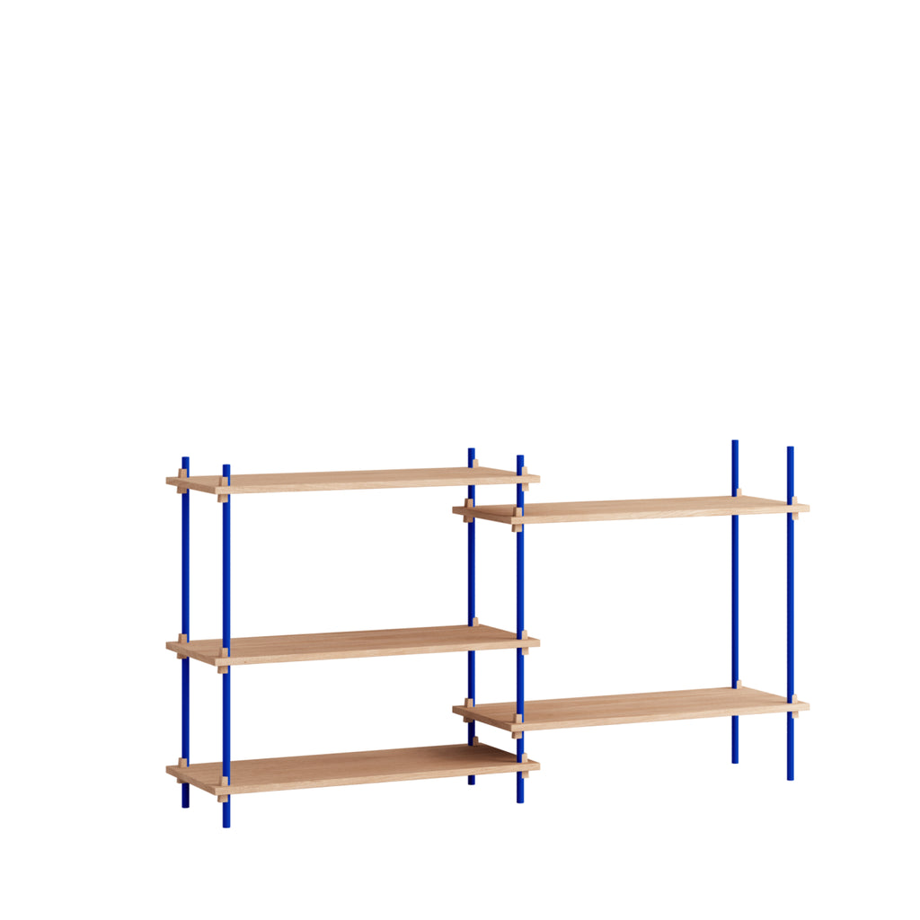 Customizable Moebe Shelving System in Oak & Deep Blue - Versatile Design