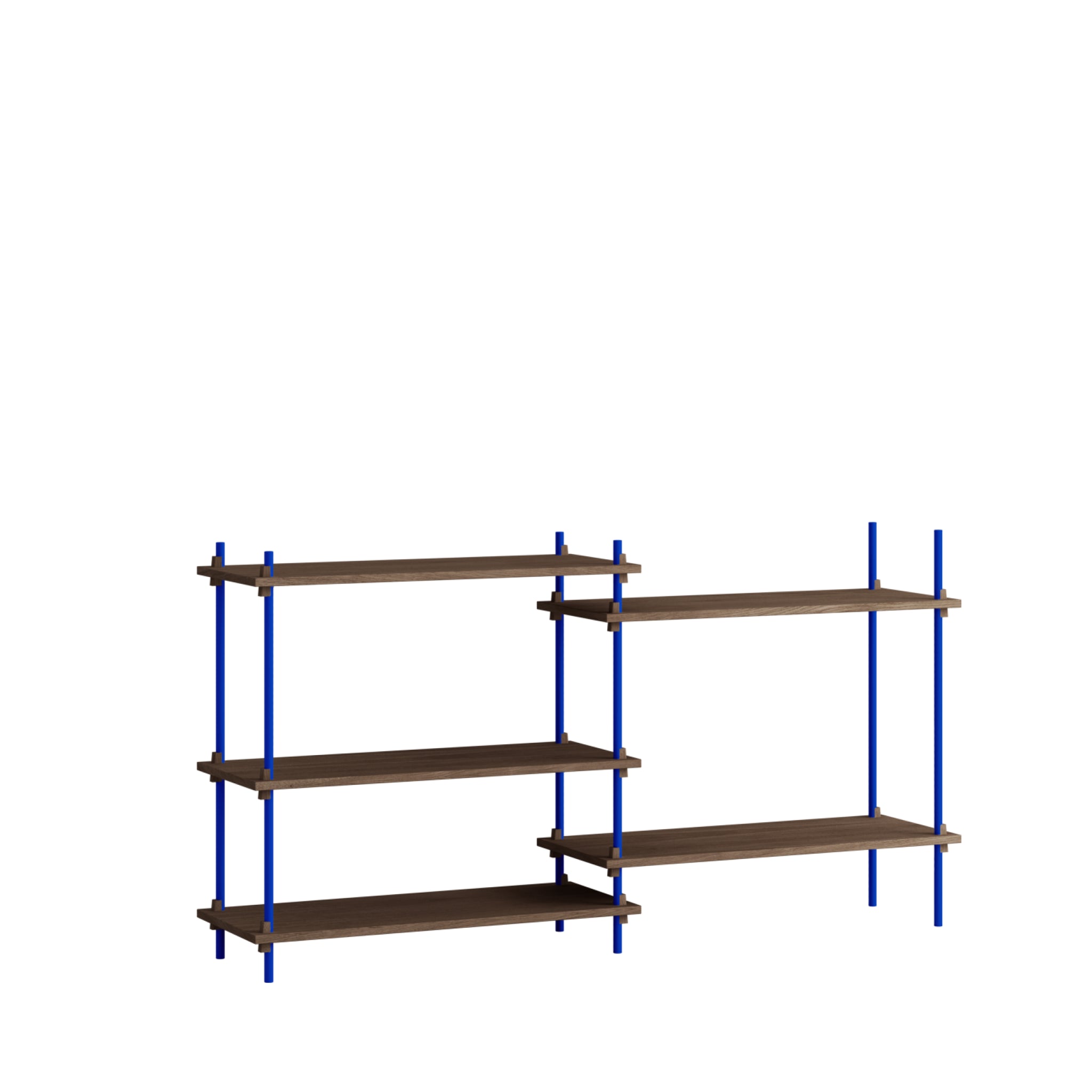 Customizable Moebe Shelving System in Smoked Oak & Deep Blue - 85cm High