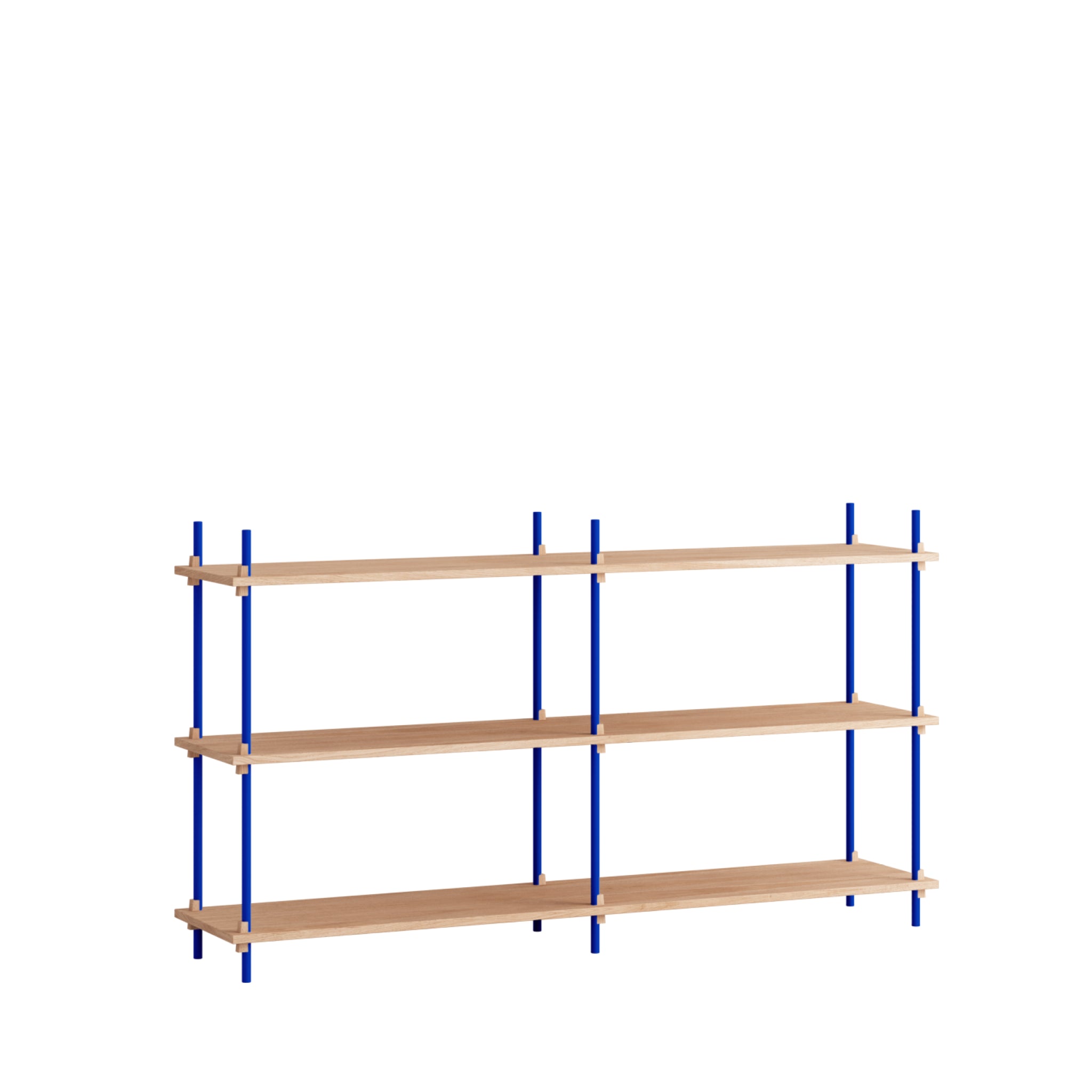 Customizable Moebe Shelving System in Oak & Deep Blue - Versatile Design