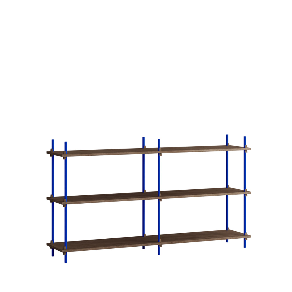 Customizable Moebe Shelving System in Smoked Oak & Deep Blue - 85cm High