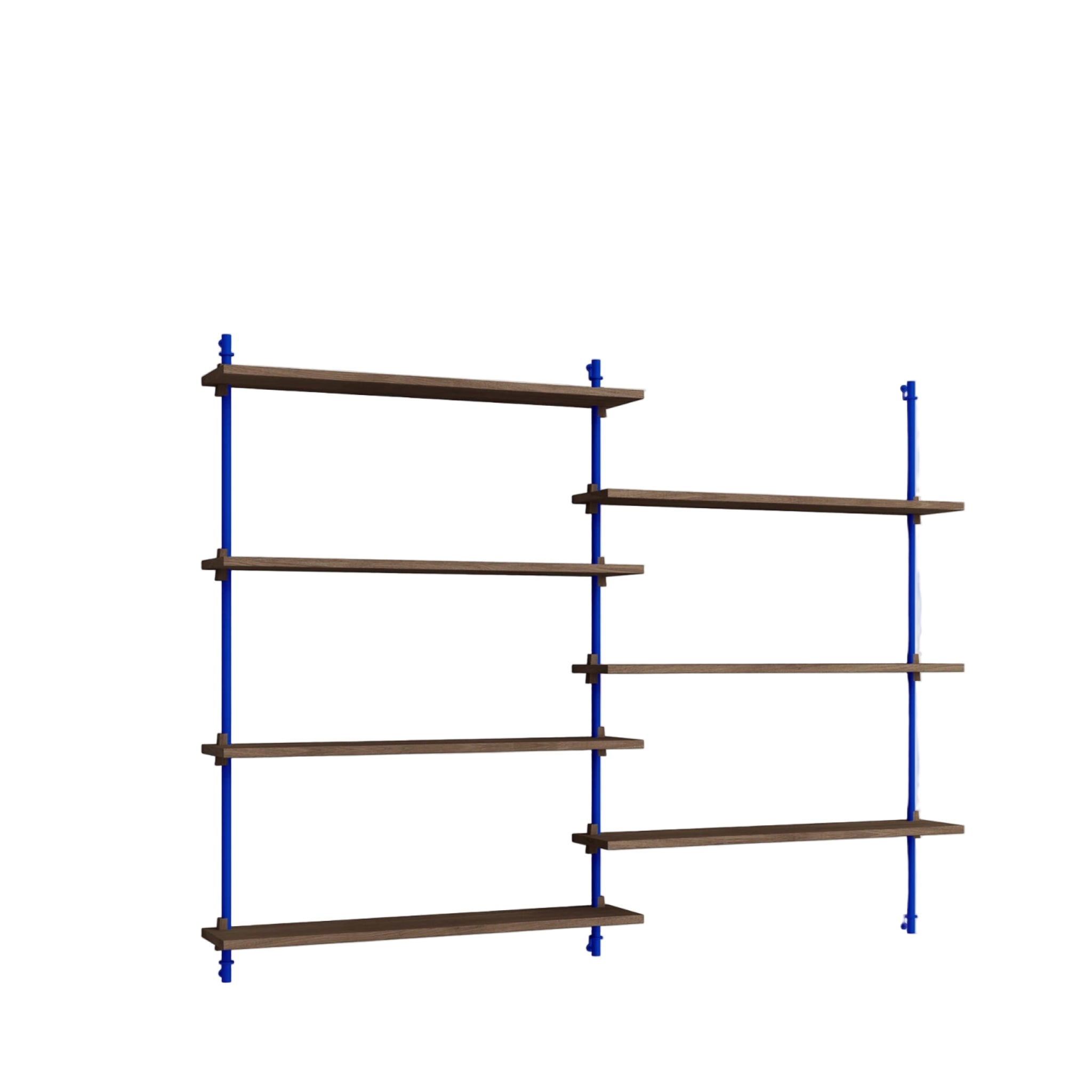 Moebe Wall Shelving WS.115.2: Smoked Oak & Deep Blue for Any Room