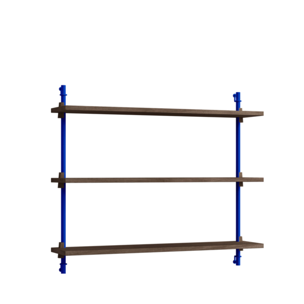 Smoked Oak & Deep Blue Wall Shelving - Adjustable Moebe WS.65.1 Unit