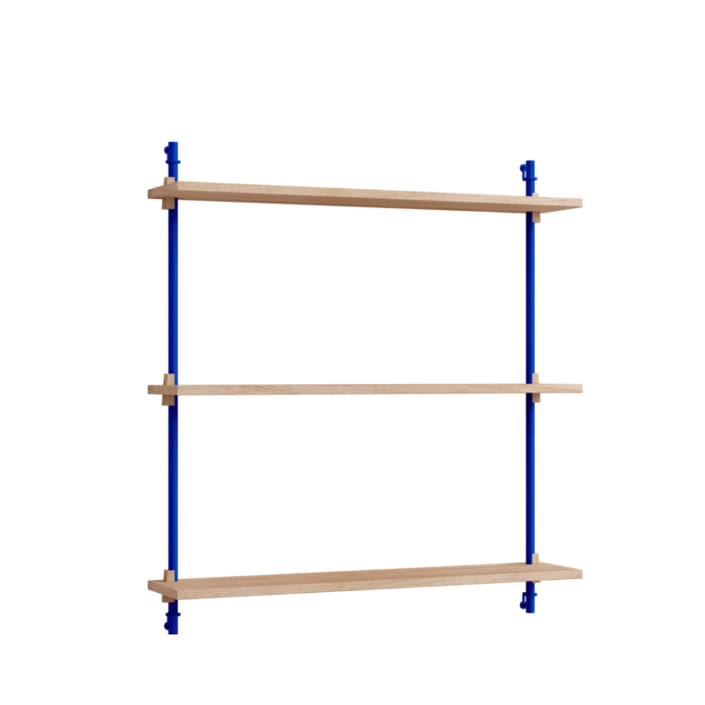 Moebe Wall Shelving WS.85.1: Customizable Oak & Deep Blue Shelf