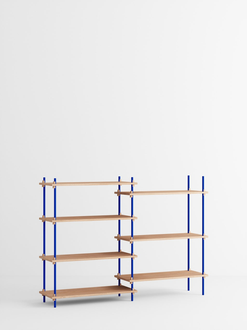 Customizable Moebe Shelving System in Oak & Deep Blue - Versatile Design