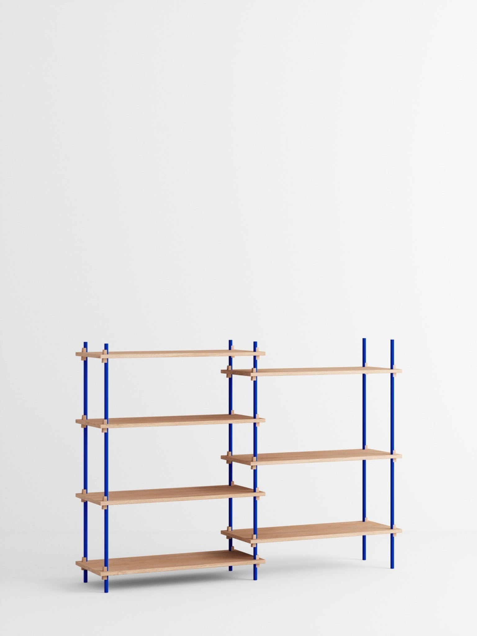 Customizable Moebe Shelving System in Oak & Deep Blue - Versatile Design