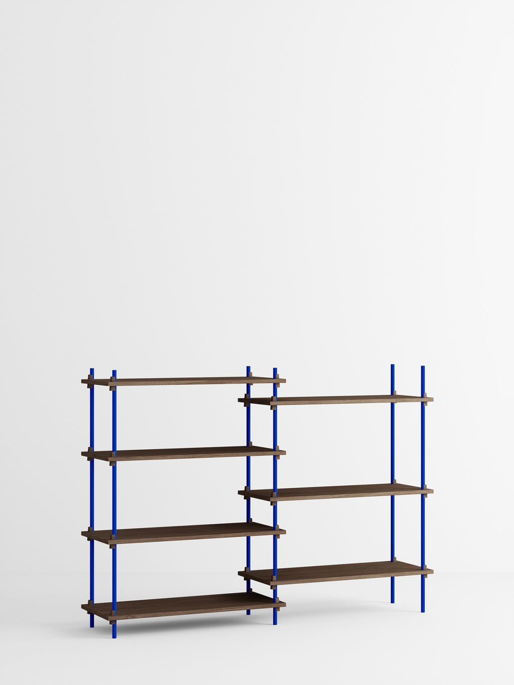 Customizable Moebe Shelving System in Smoked Oak & Deep Blue - 115cm High