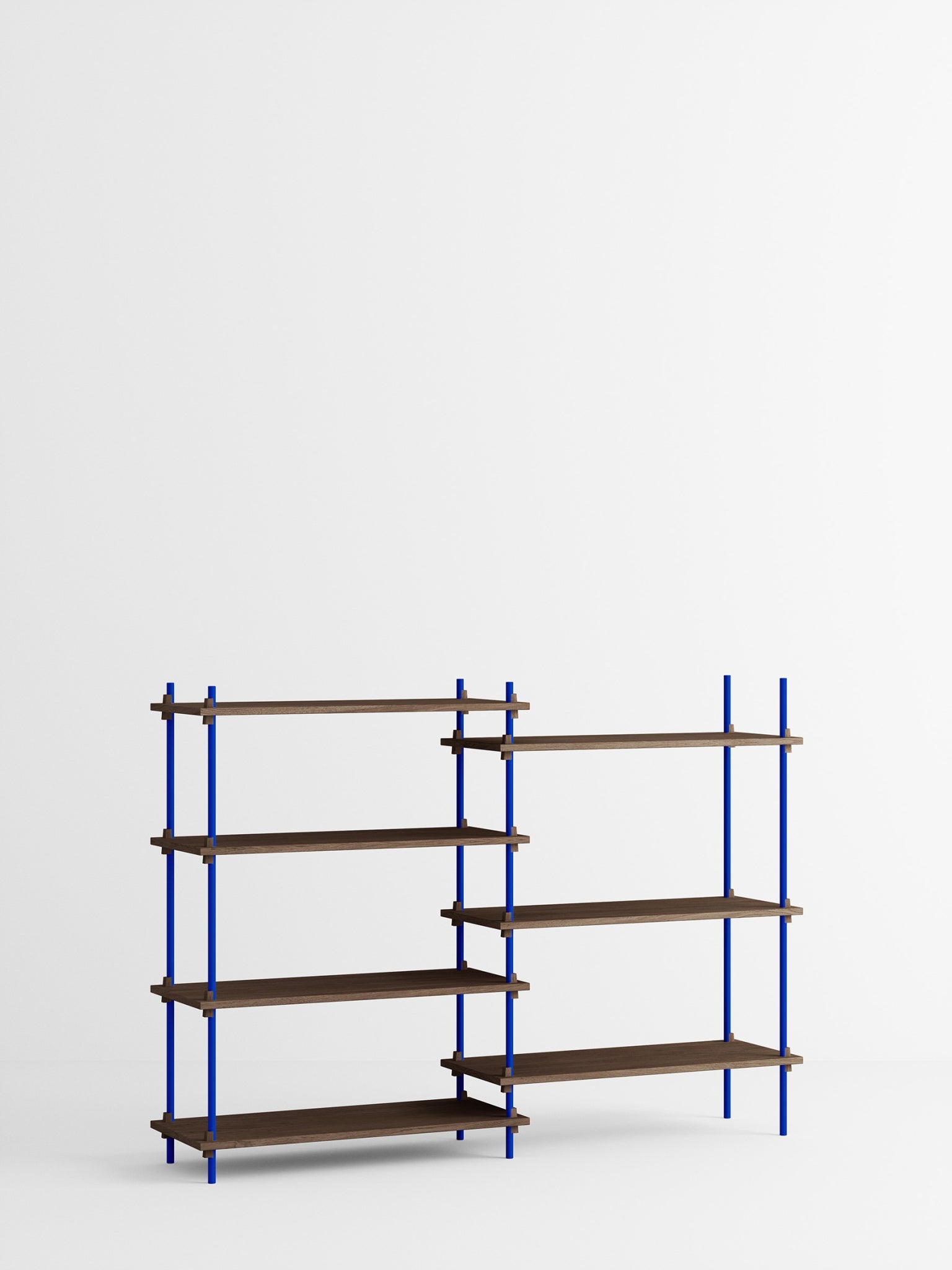 Customizable Moebe Shelving System in Smoked Oak & Deep Blue - 115cm High