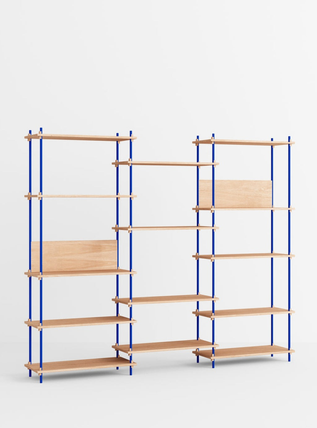 Customizable Moebe Shelving System in Oak & Deep Blue - 240x200 cm